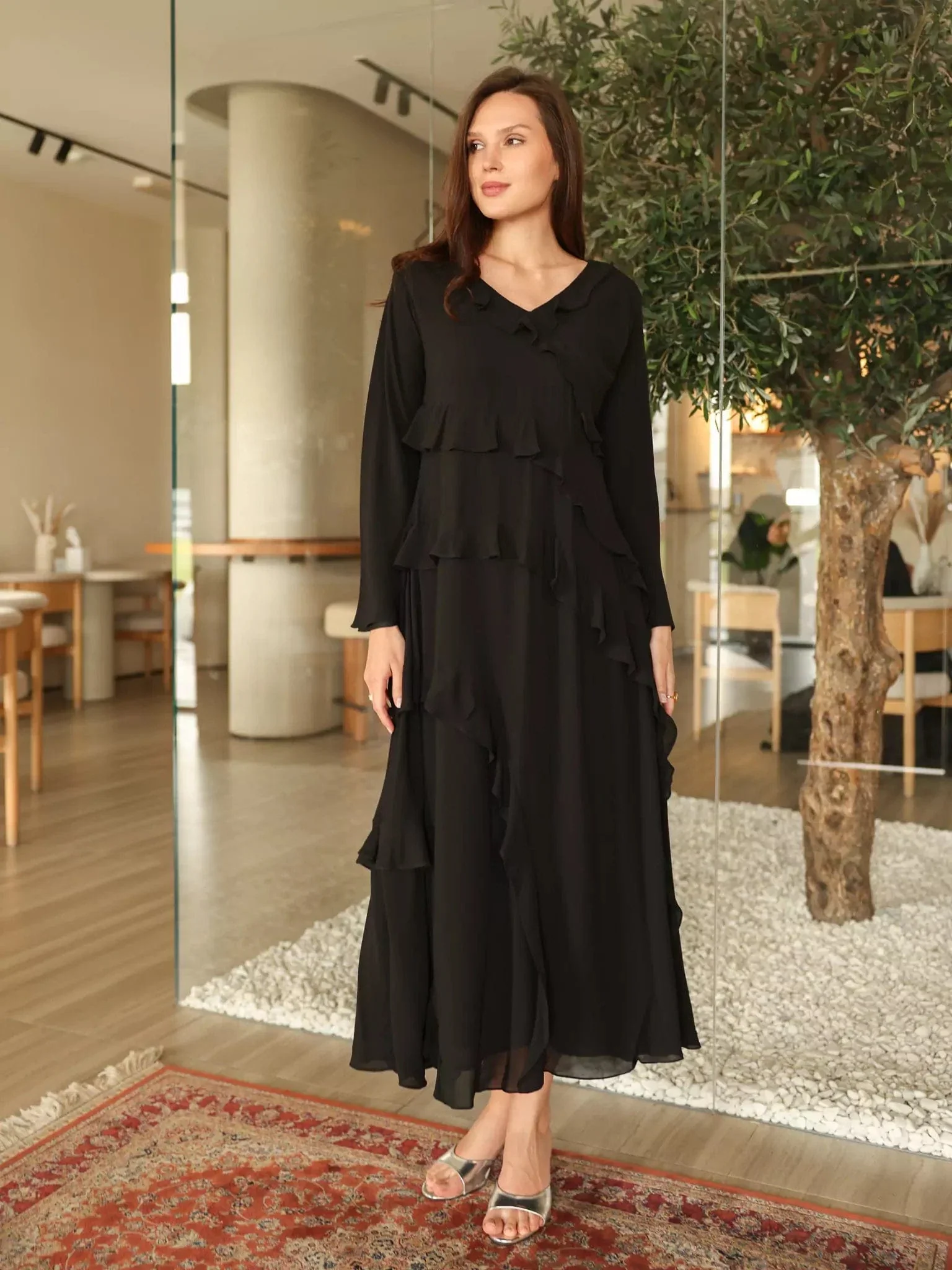 Rumple Black Frill Solid Dress - Image 3