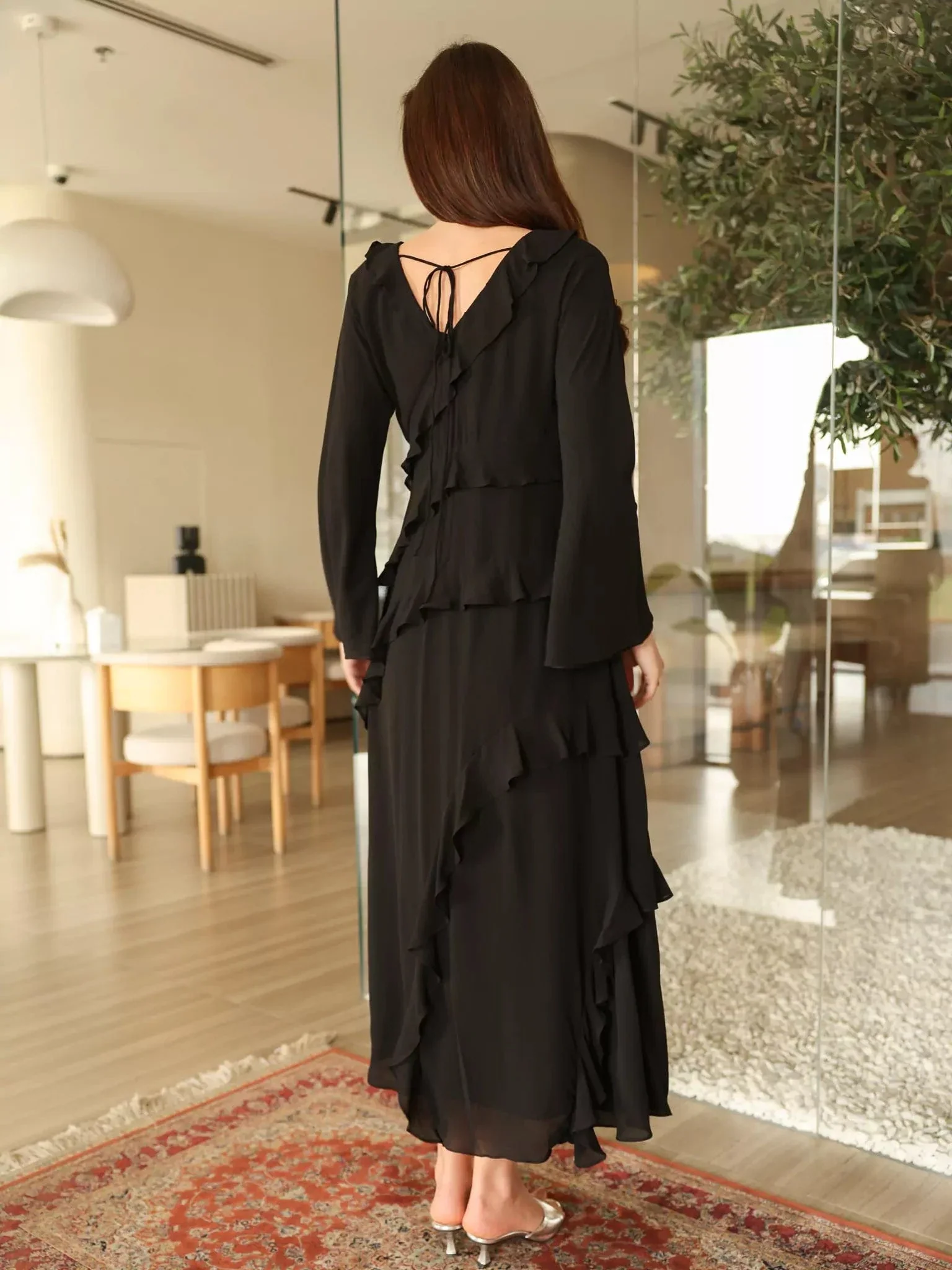 Rumple Black Frill Solid Dress - Image 4