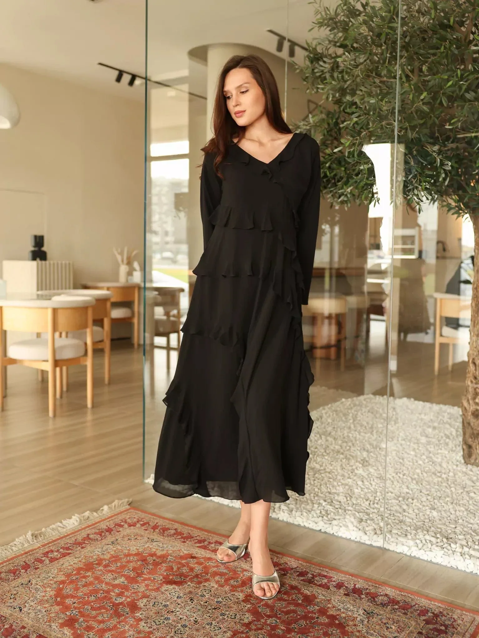 Rumple Black Frill Solid Dress - Image 6