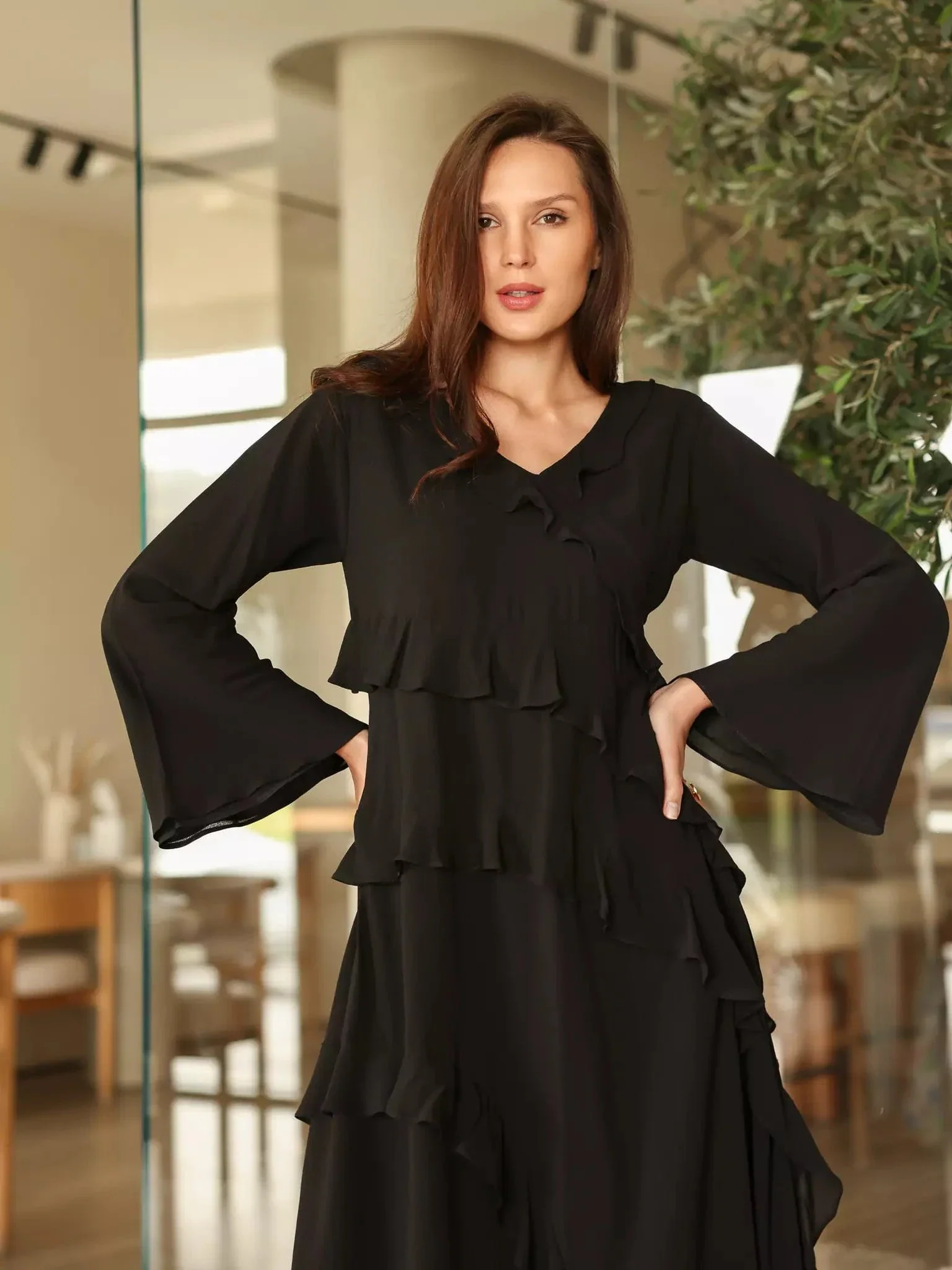 Rumple Black Frill Solid Dress - Image 7