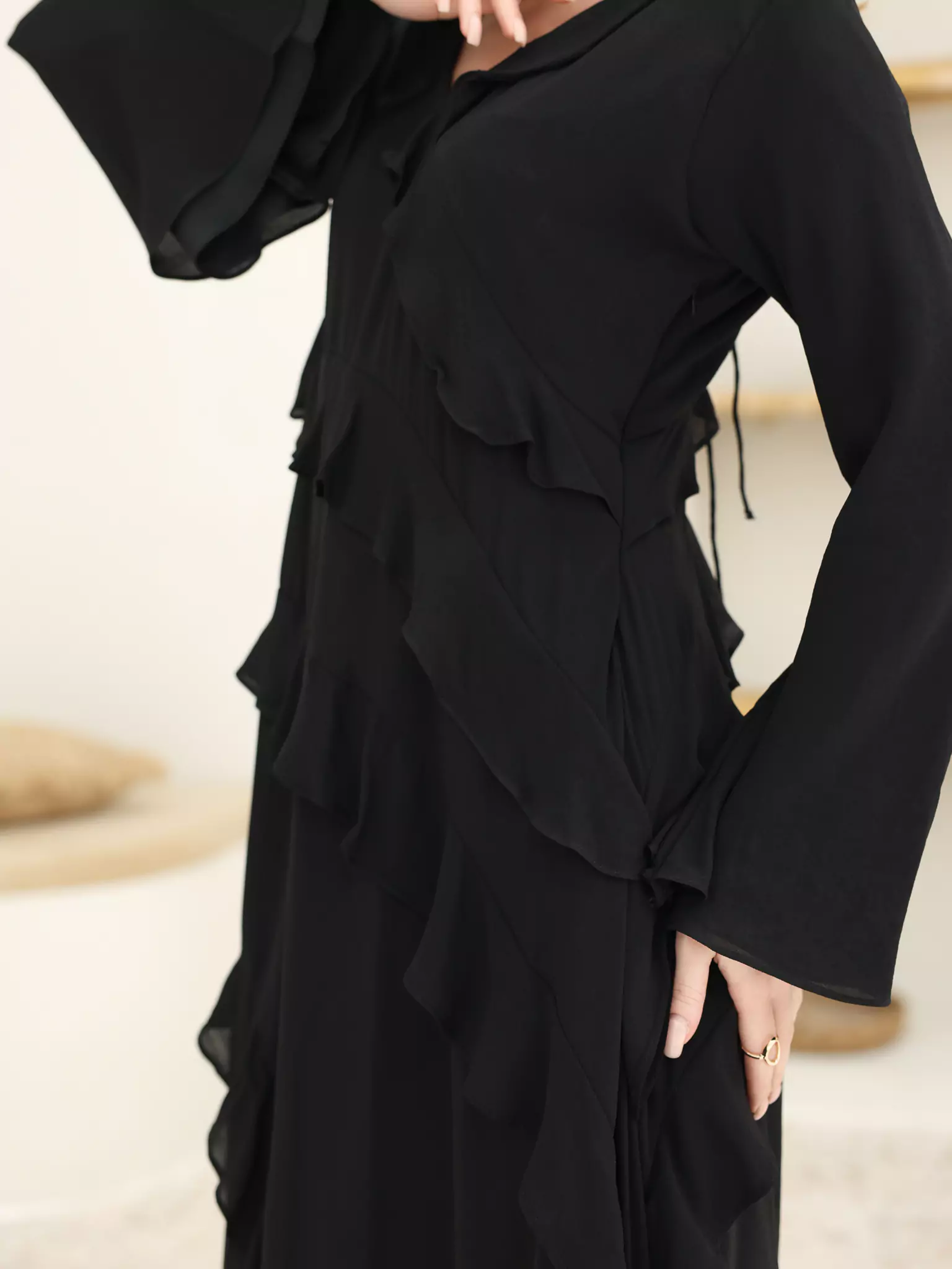 Rumple Black Frill Solid Dress - Image 9