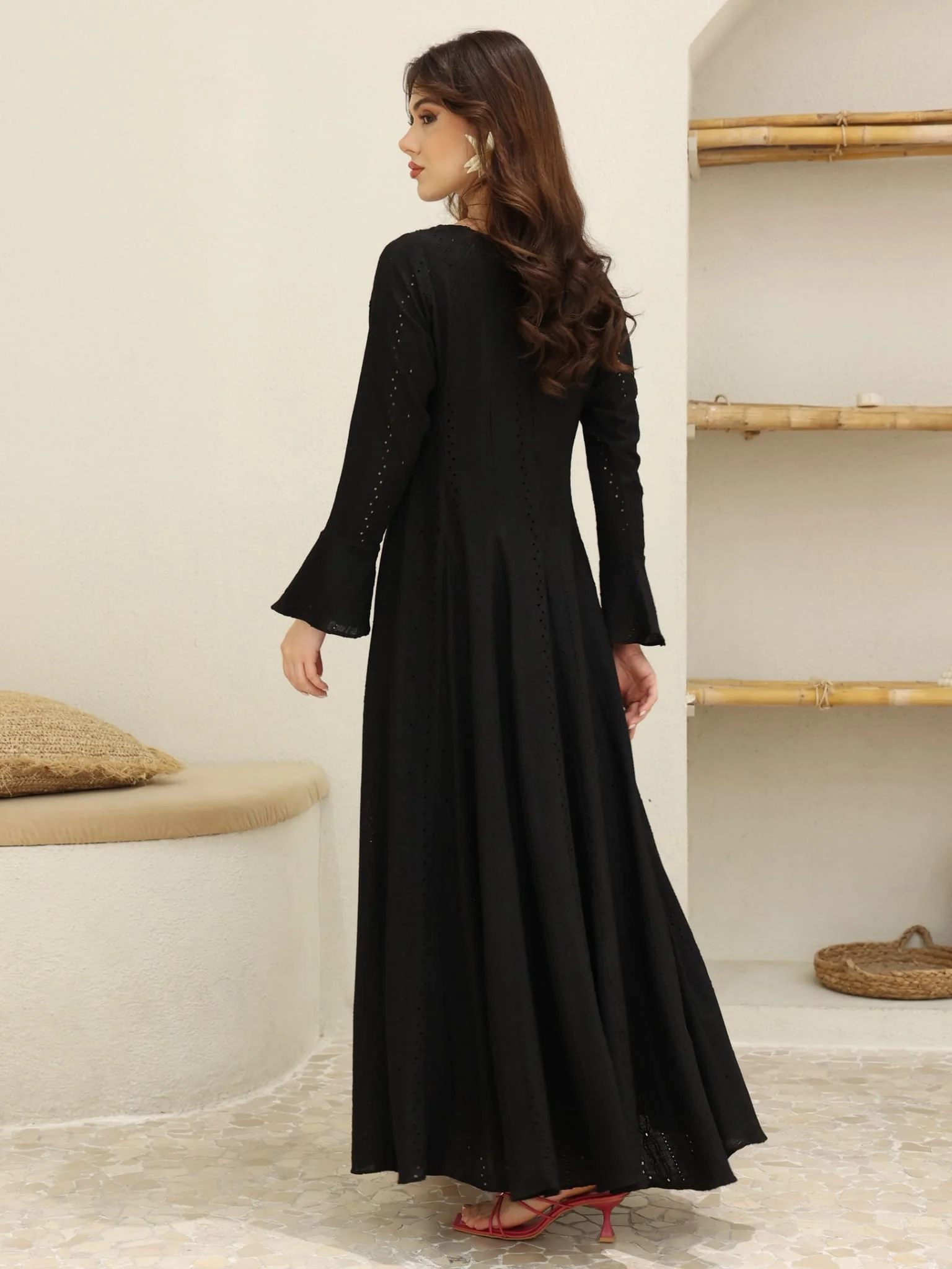Runa Black Panel Crochet Dress - Image 3