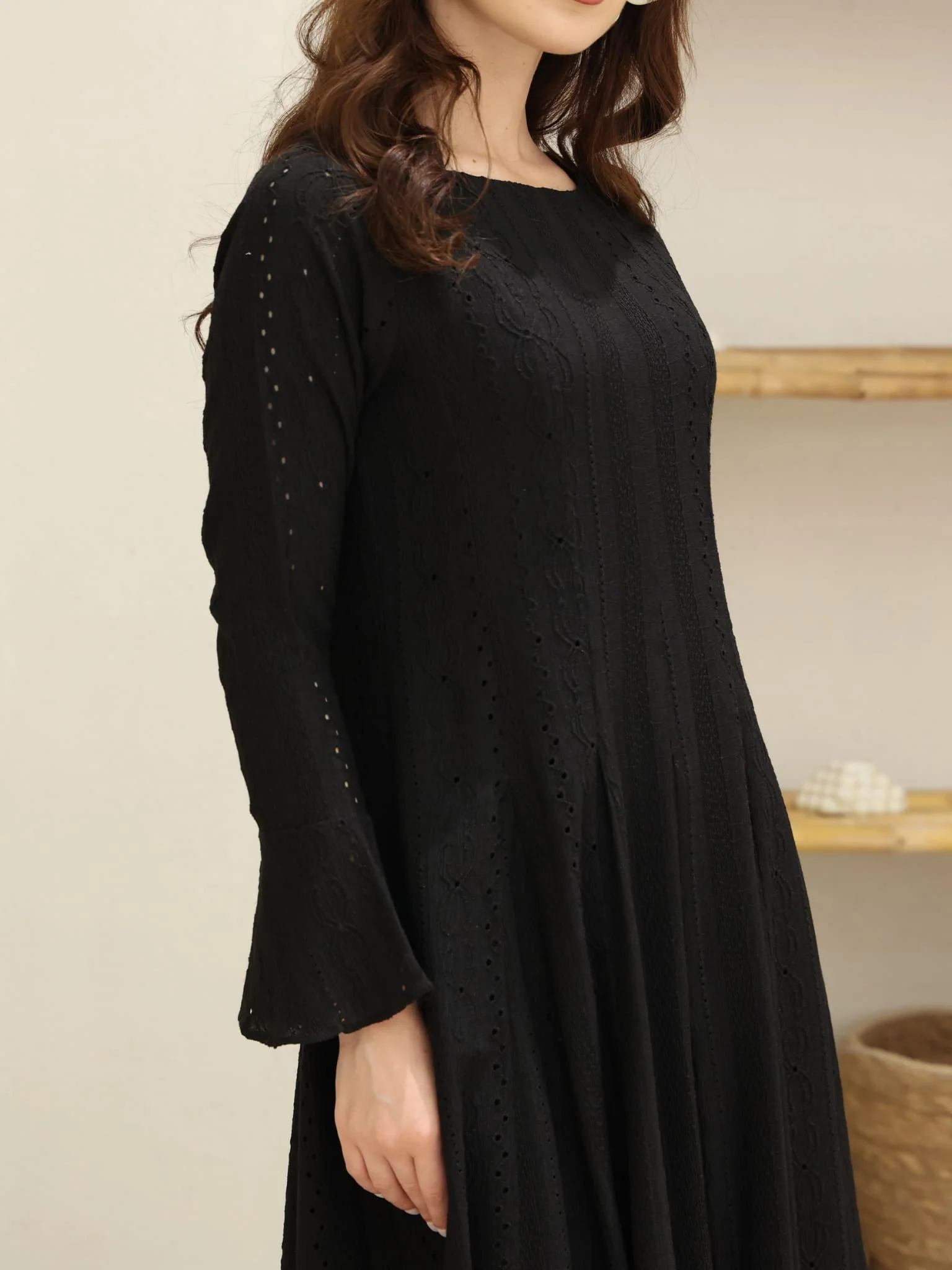 Runa Black Panel Crochet Dress - Image 4