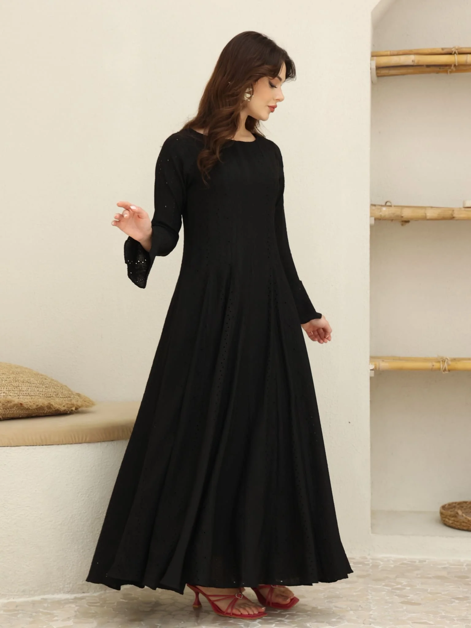 Runa Black Panel Crochet Dress - Image 5