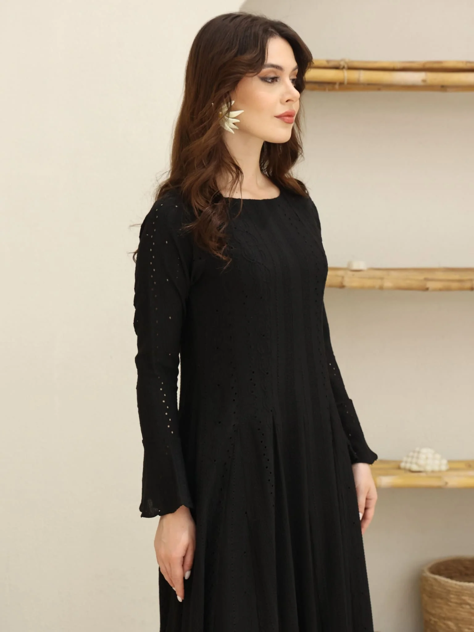 Runa Black Panel Crochet Dress - Image 7