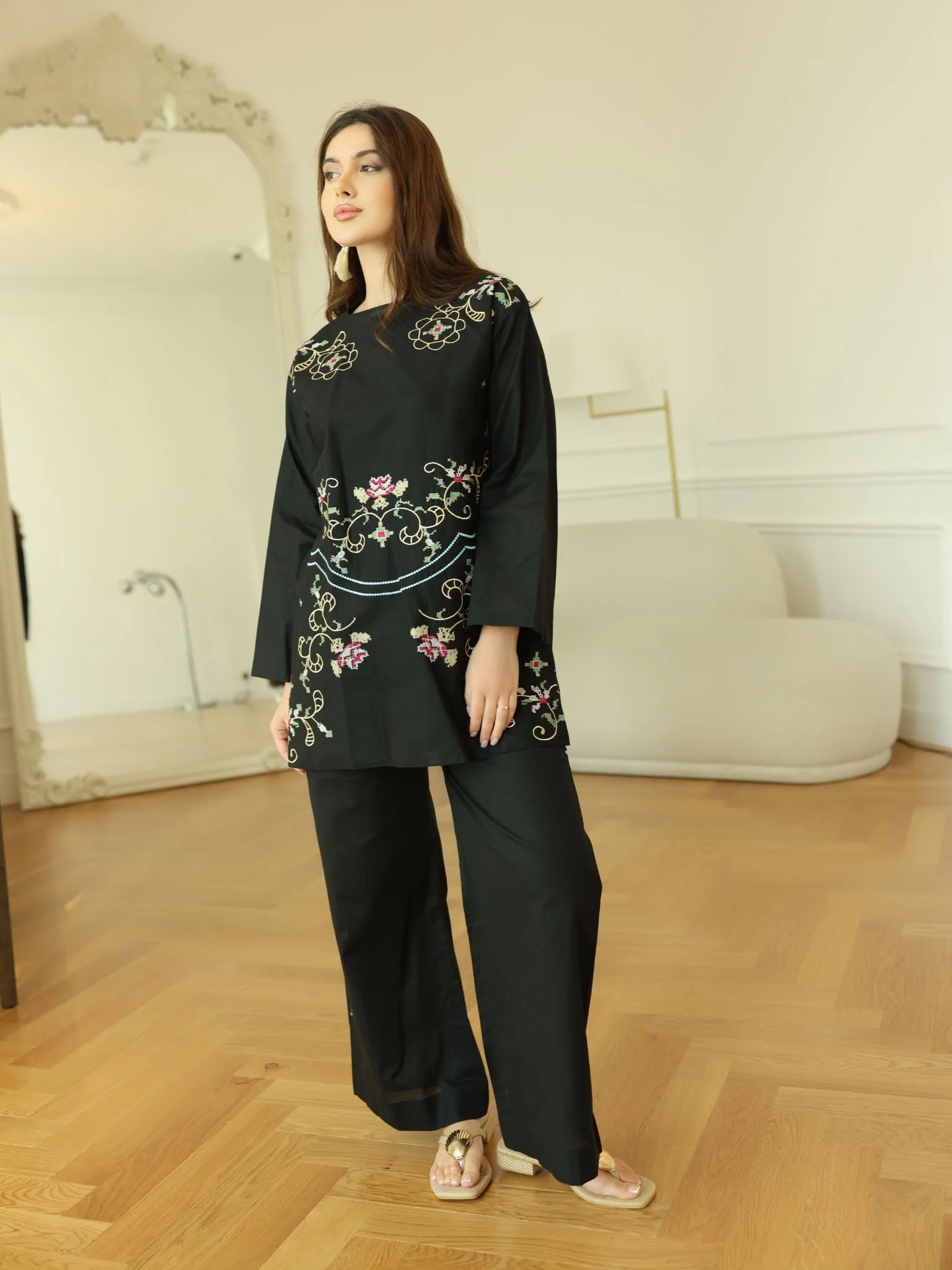 Sarola Black Embroidered Co Ord Set - Image 10