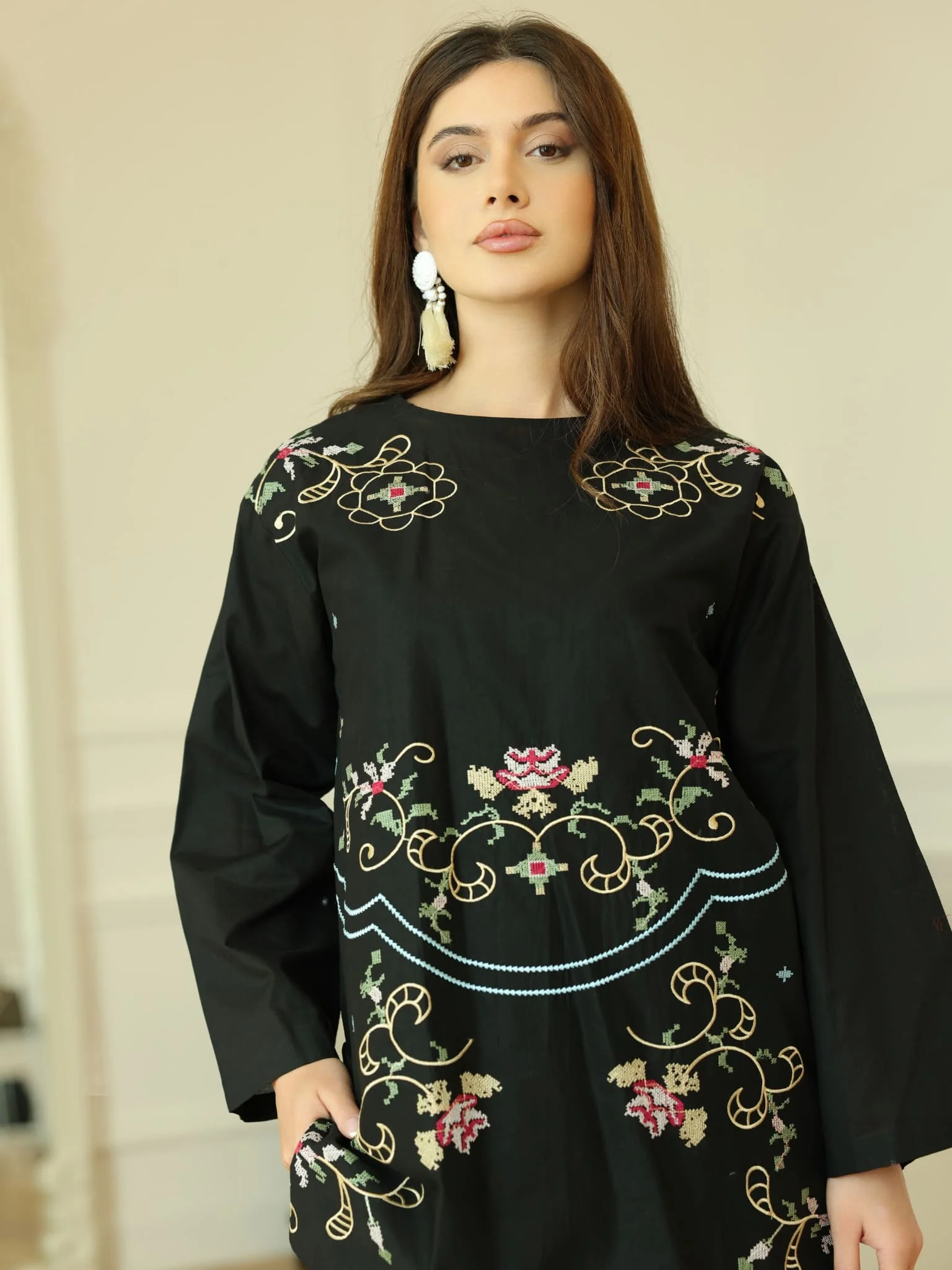 Sarola Black Embroidered Co Ord Set - Image 2