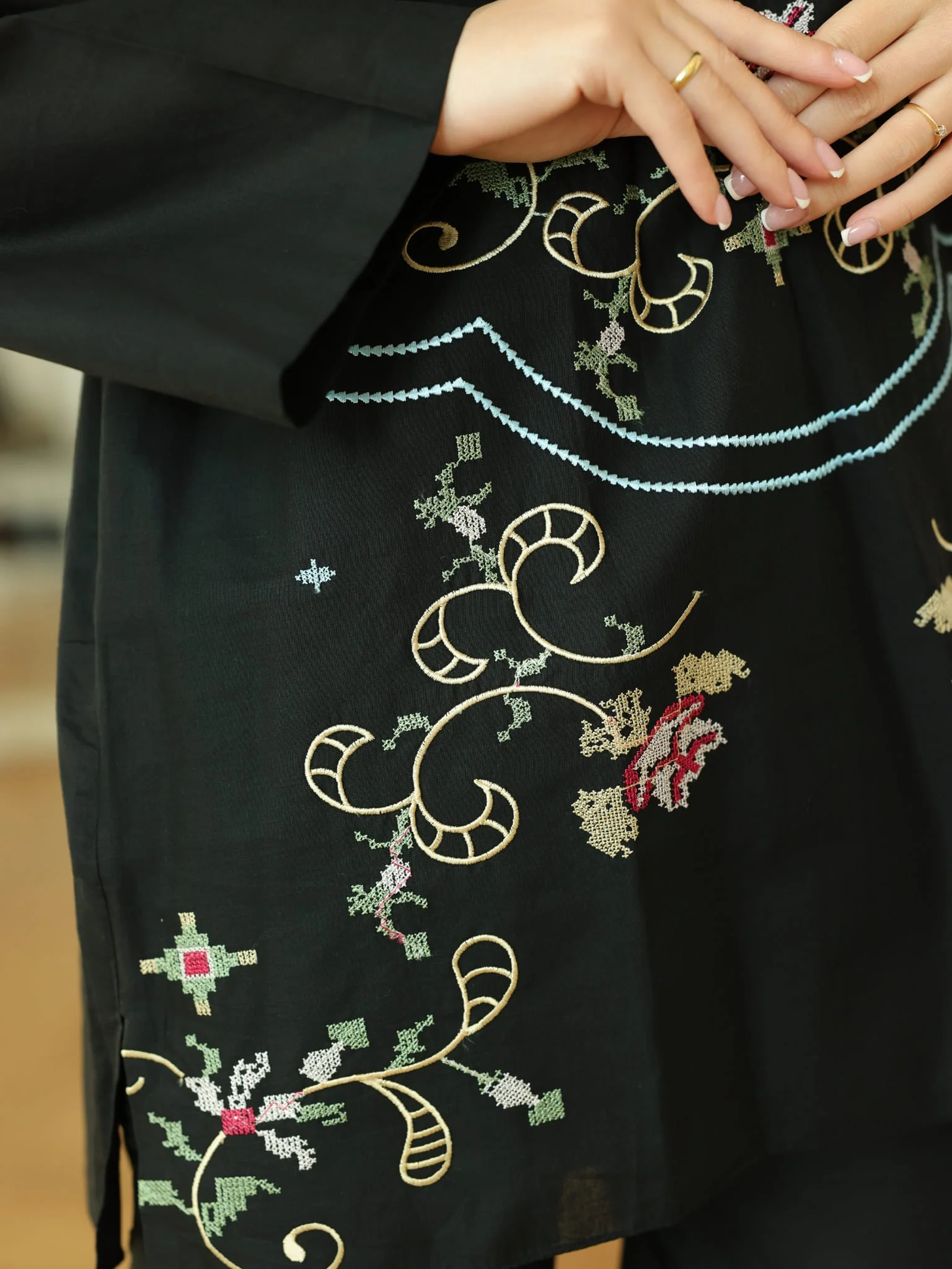 Sarola Black Embroidered Co Ord Set - Image 3