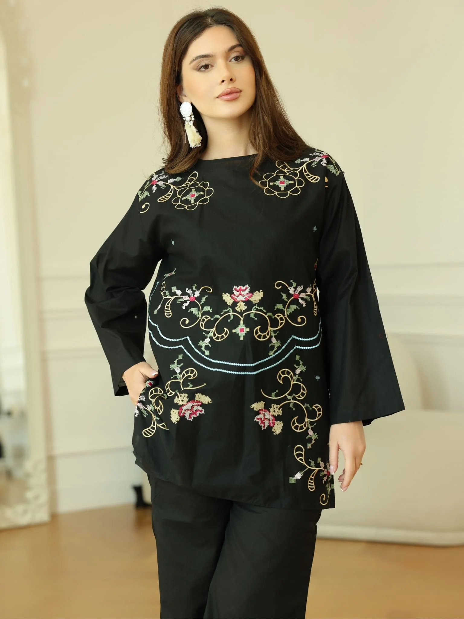 Sarola Black Embroidered Co Ord Set - Image 5