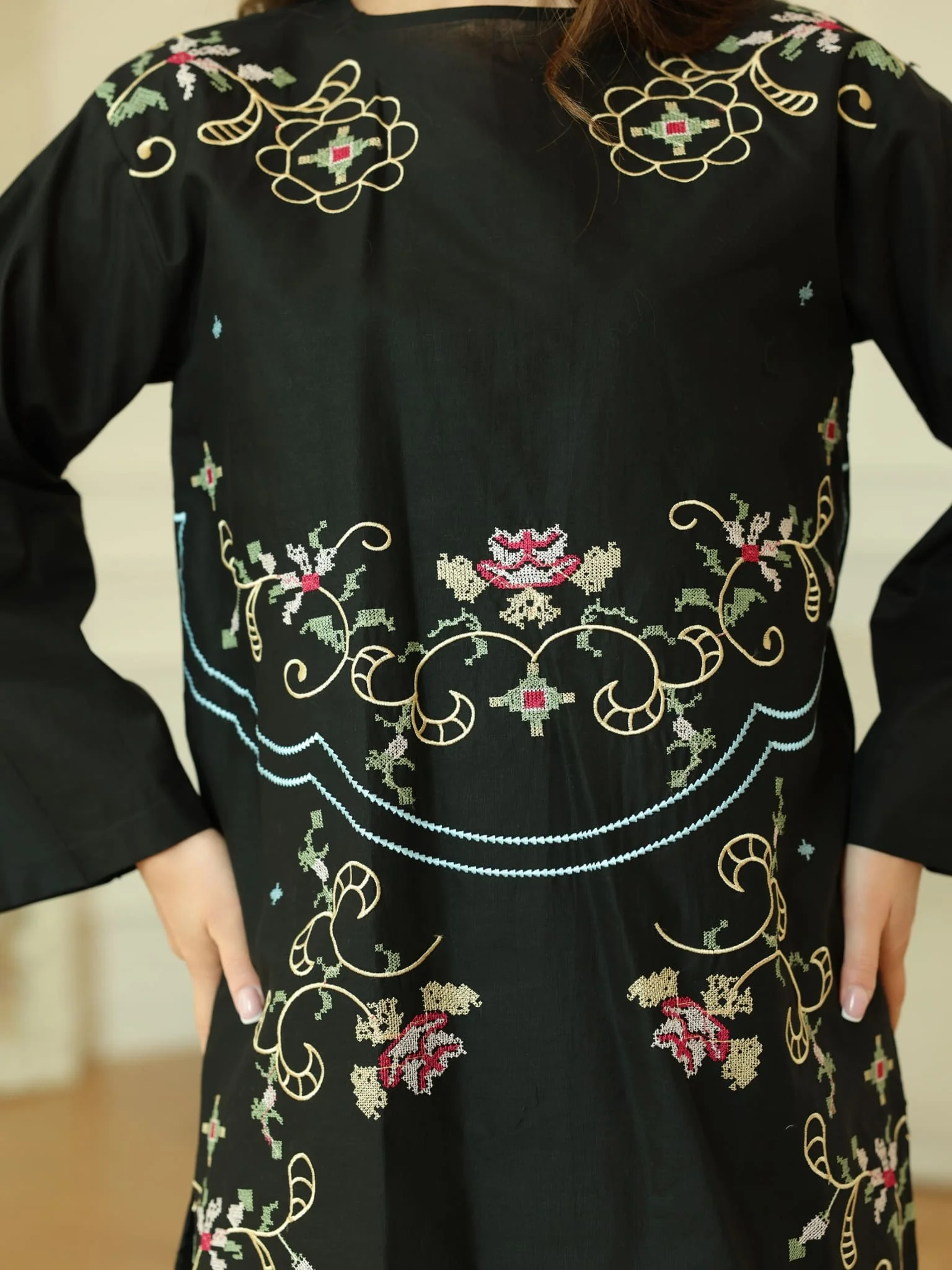 Sarola Black Embroidered Co Ord Set - Image 8