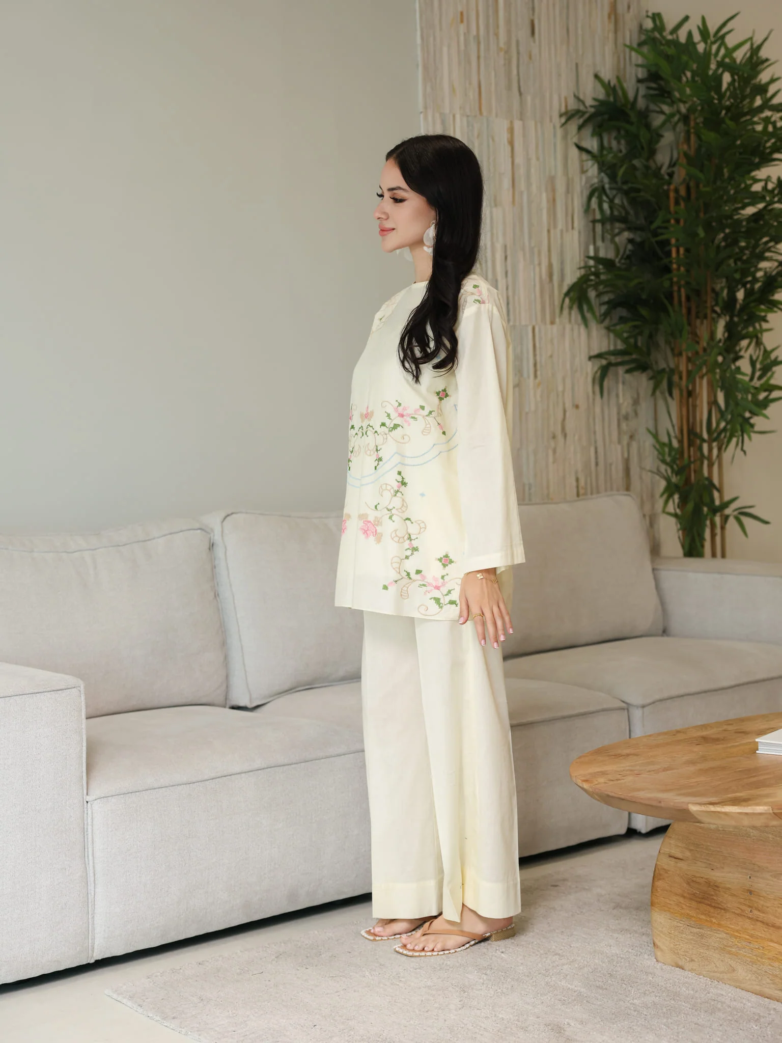 Sarola Cream Embroidered Co Ord Set - Image 4