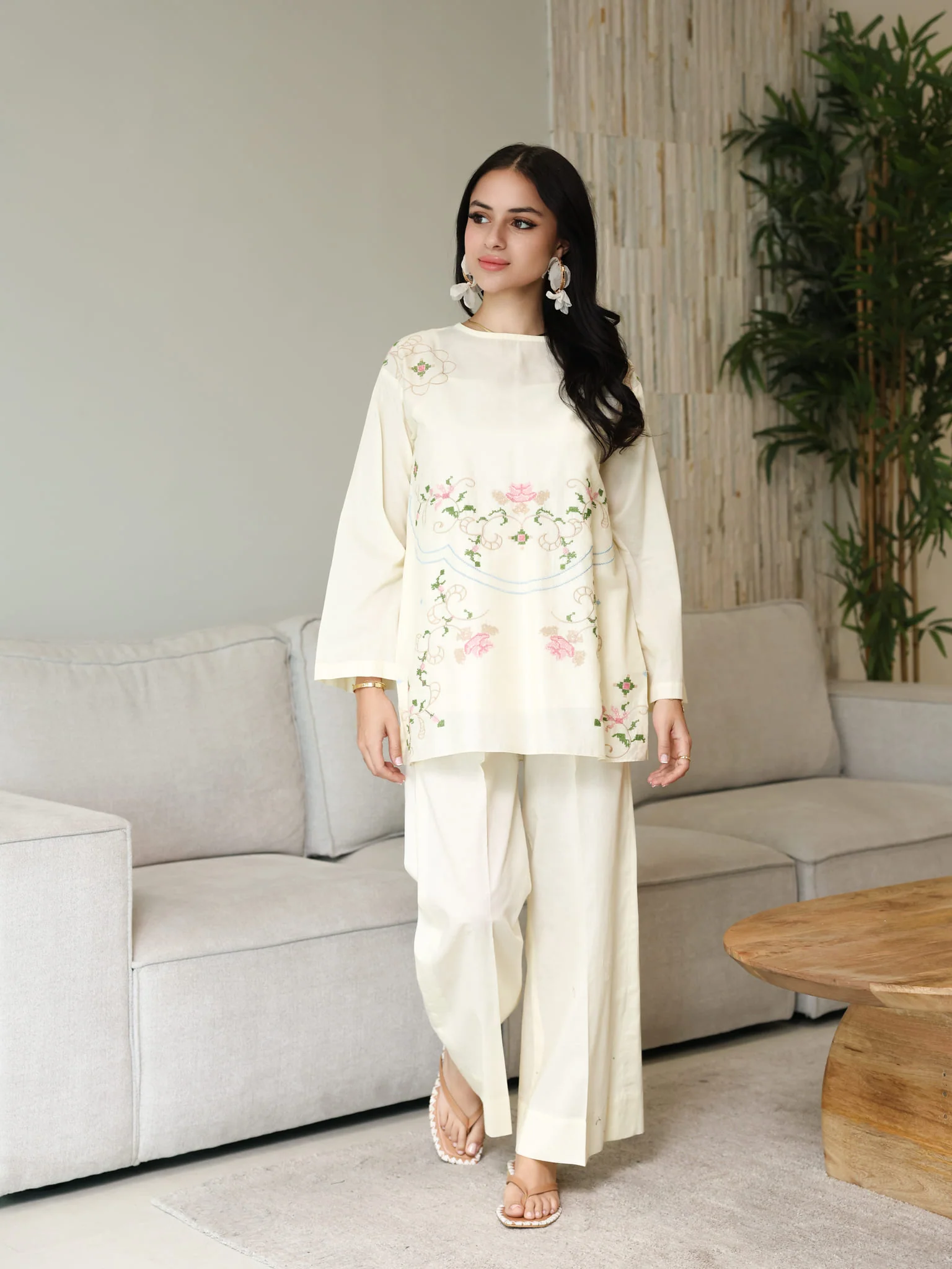 Sarola Cream Embroidered Co Ord Set - Image 7
