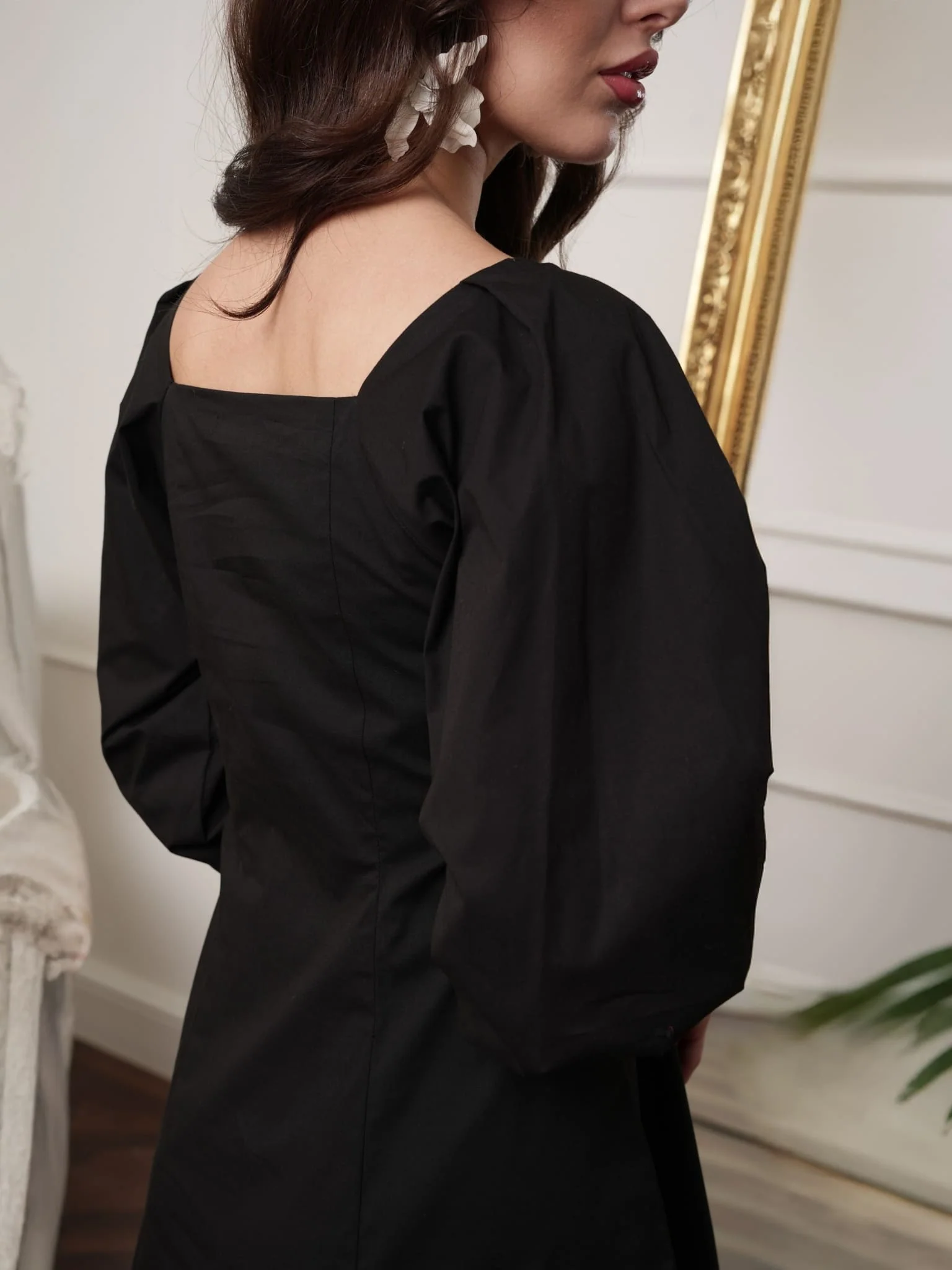 Sasha Black Poplin Dress - Image 3