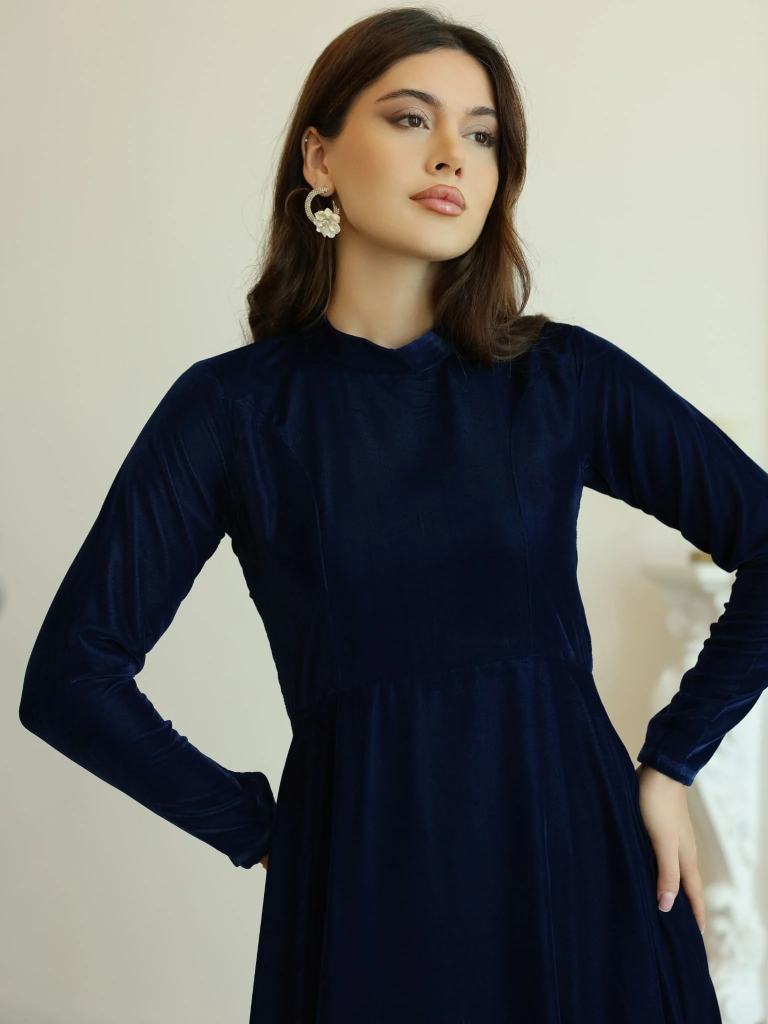 Shawn Blue Velvet Dress - Image 2