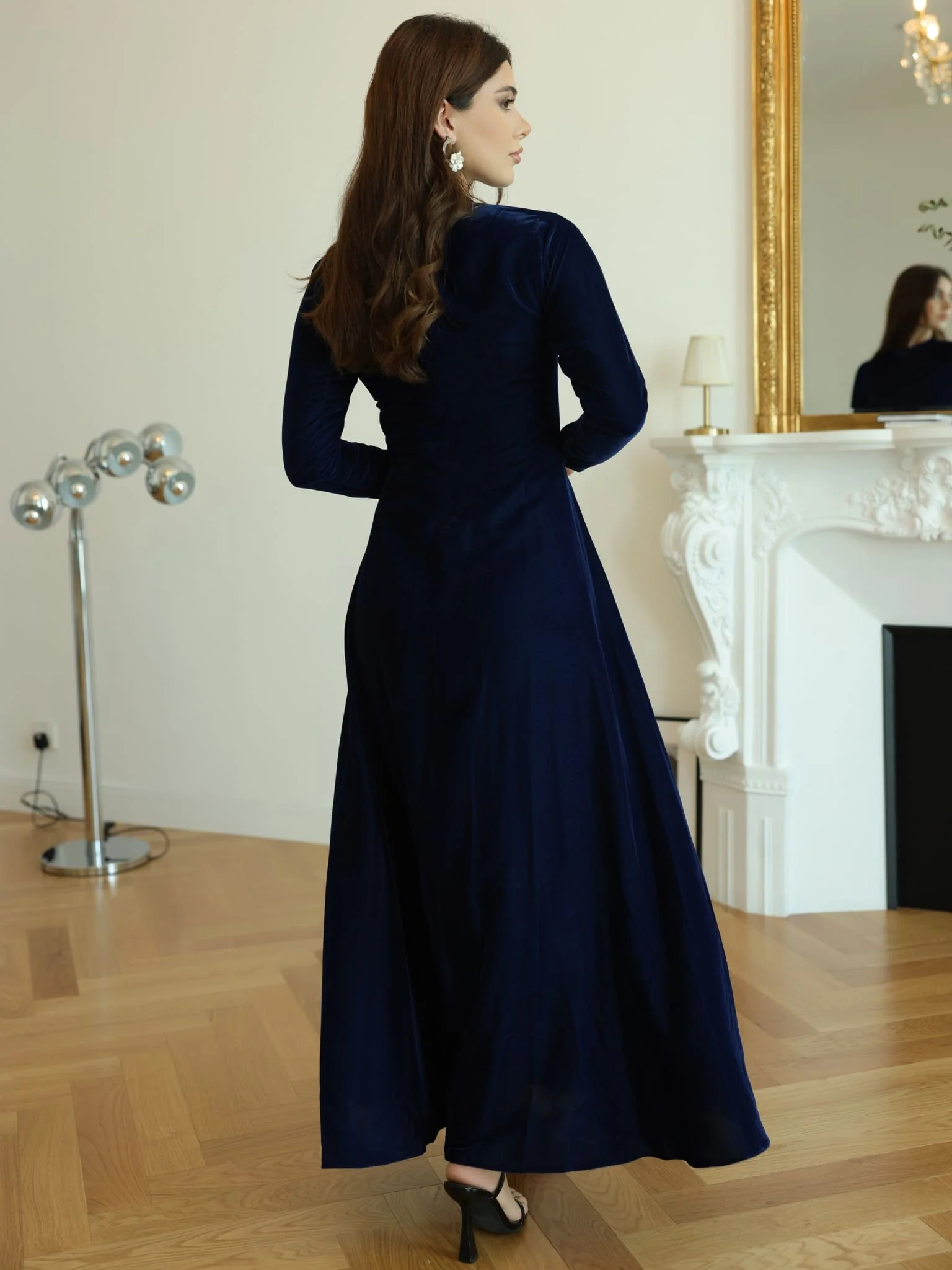 Shawn Blue Velvet Dress - Image 3