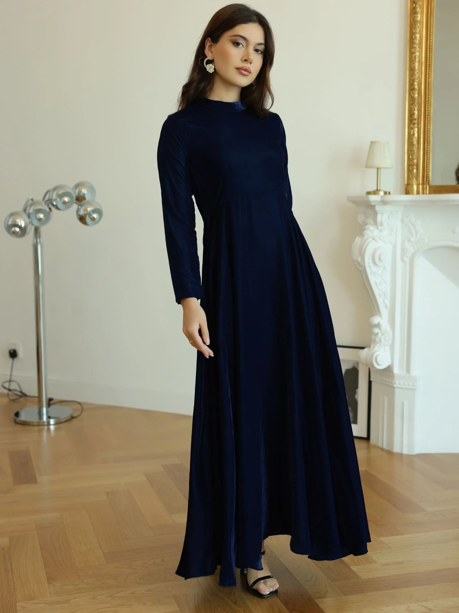 Shawn Blue Velvet Dress - Image 5