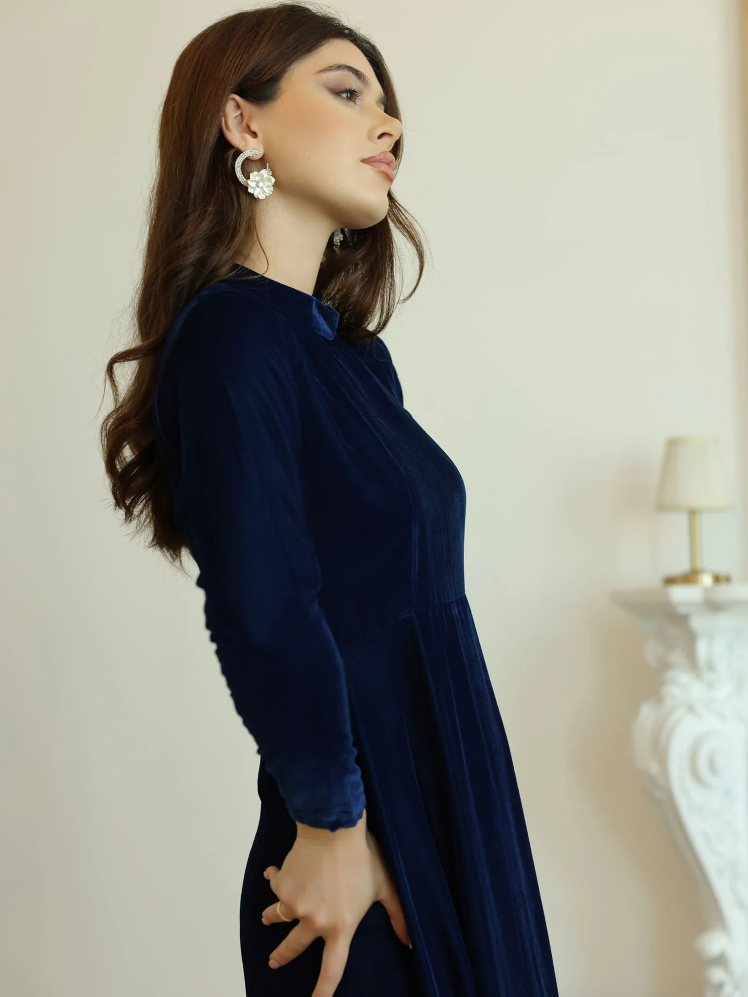 Shawn Blue Velvet Dress - Image 6