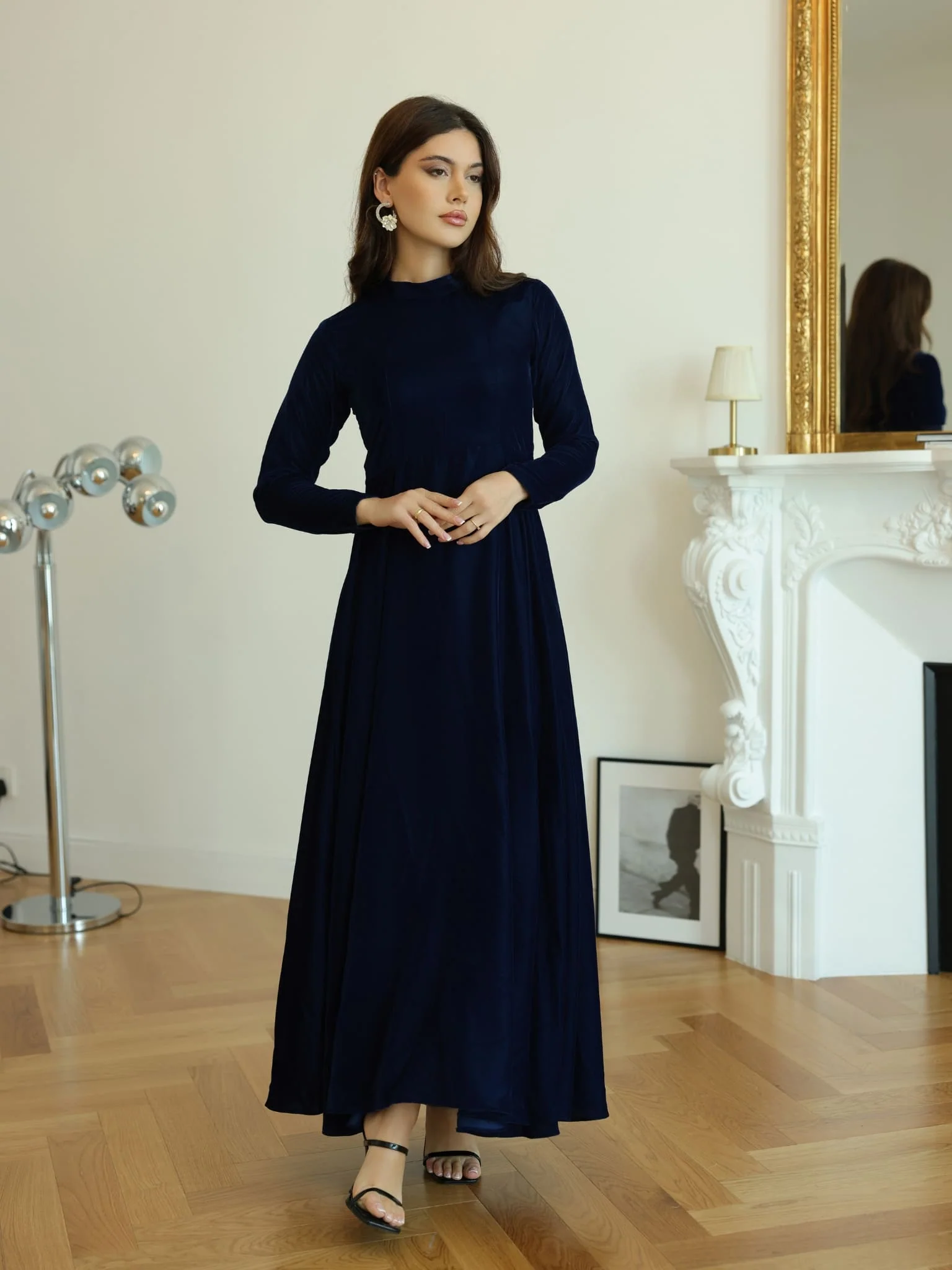 Shawn Blue Velvet Dress - Image 7