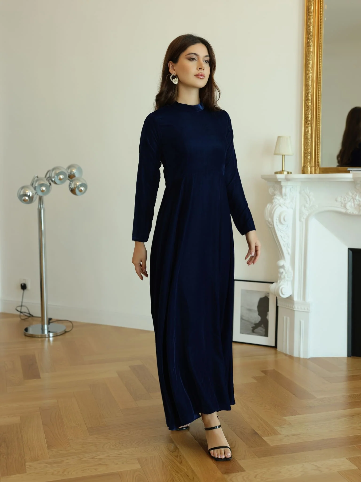 Shawn Blue Velvet Dress - Image 9