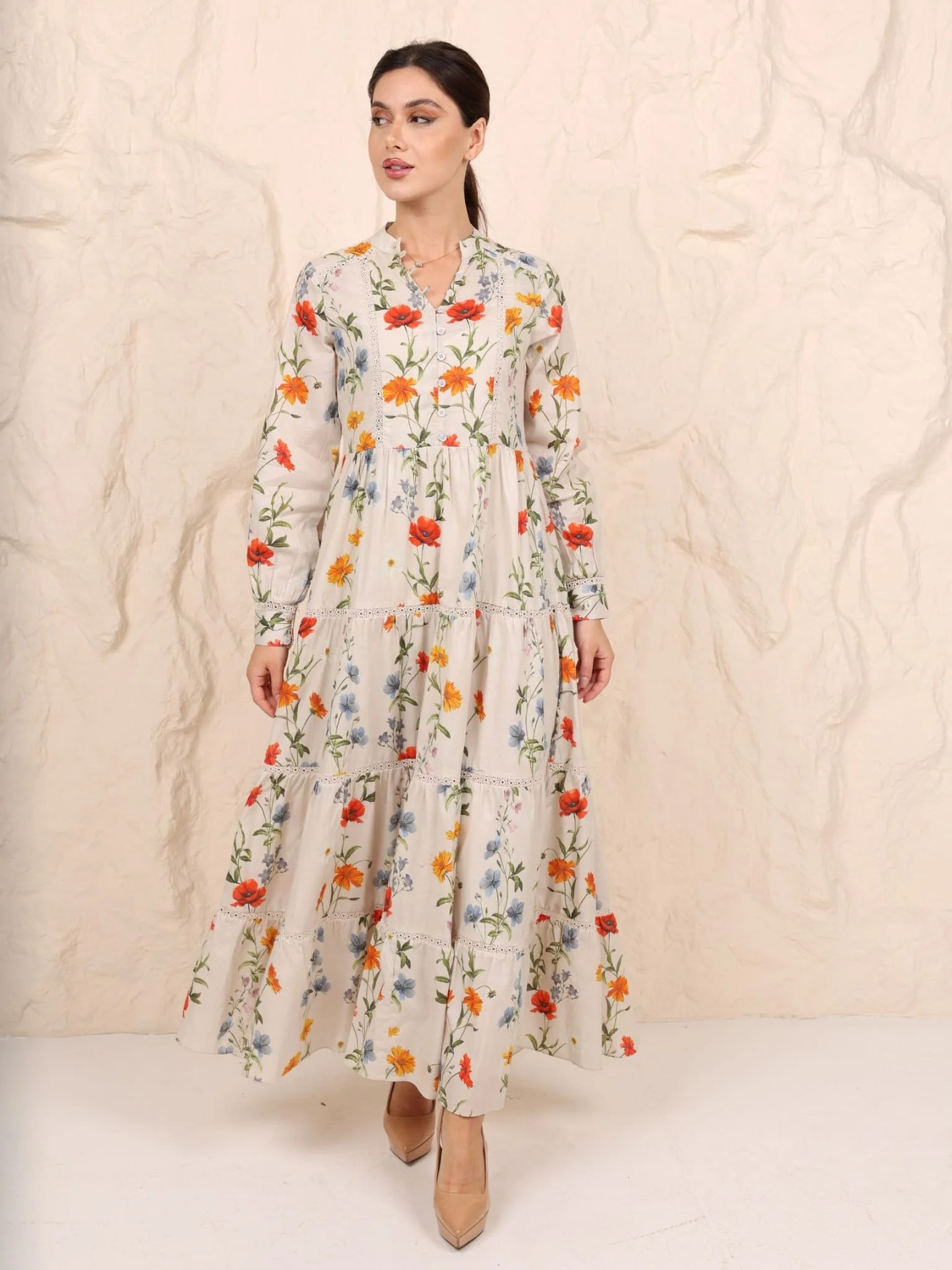 Shirley Lace Long Floral Dress