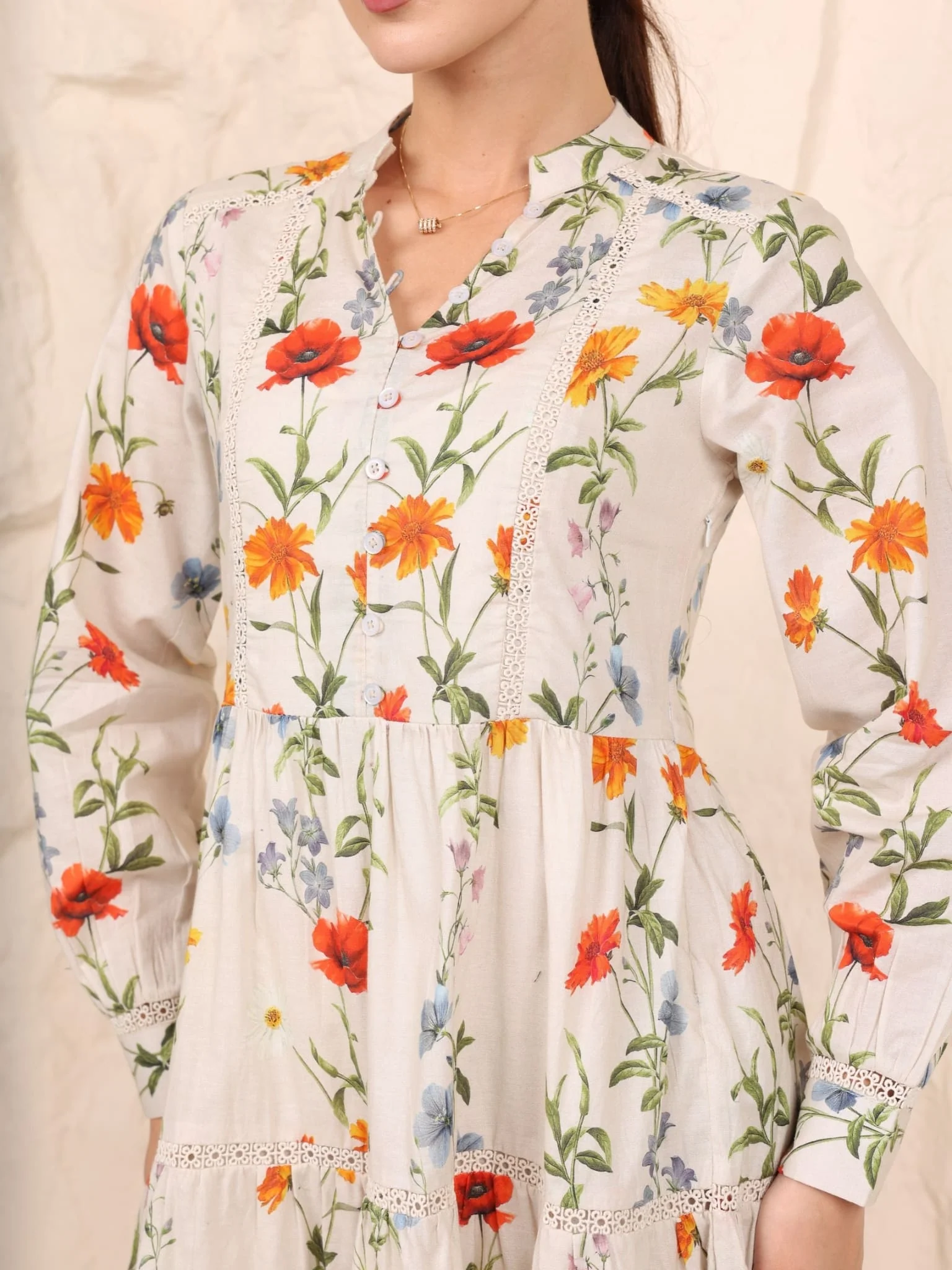 Shirley Lace Long Floral Dress - Image 2
