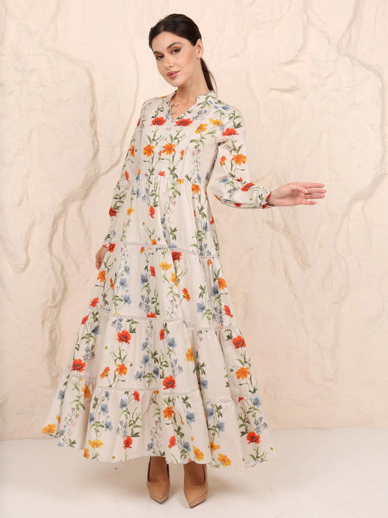 Shirley Lace Long Floral Dress - Image 3