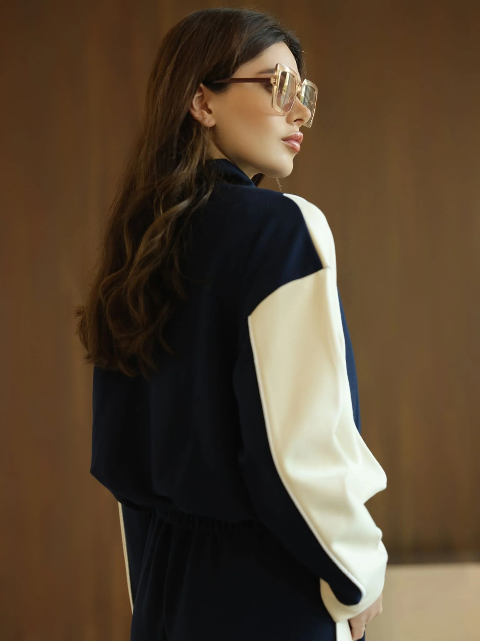 Signora Blue And Cream Softstreme Pull Over Sweat Shirt - Image 3