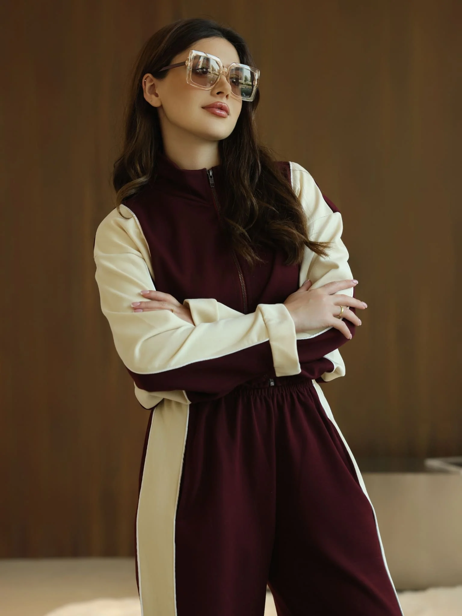Signora Maroon And Cream Softstreme Pull Over Sweat Shirt - Image 4
