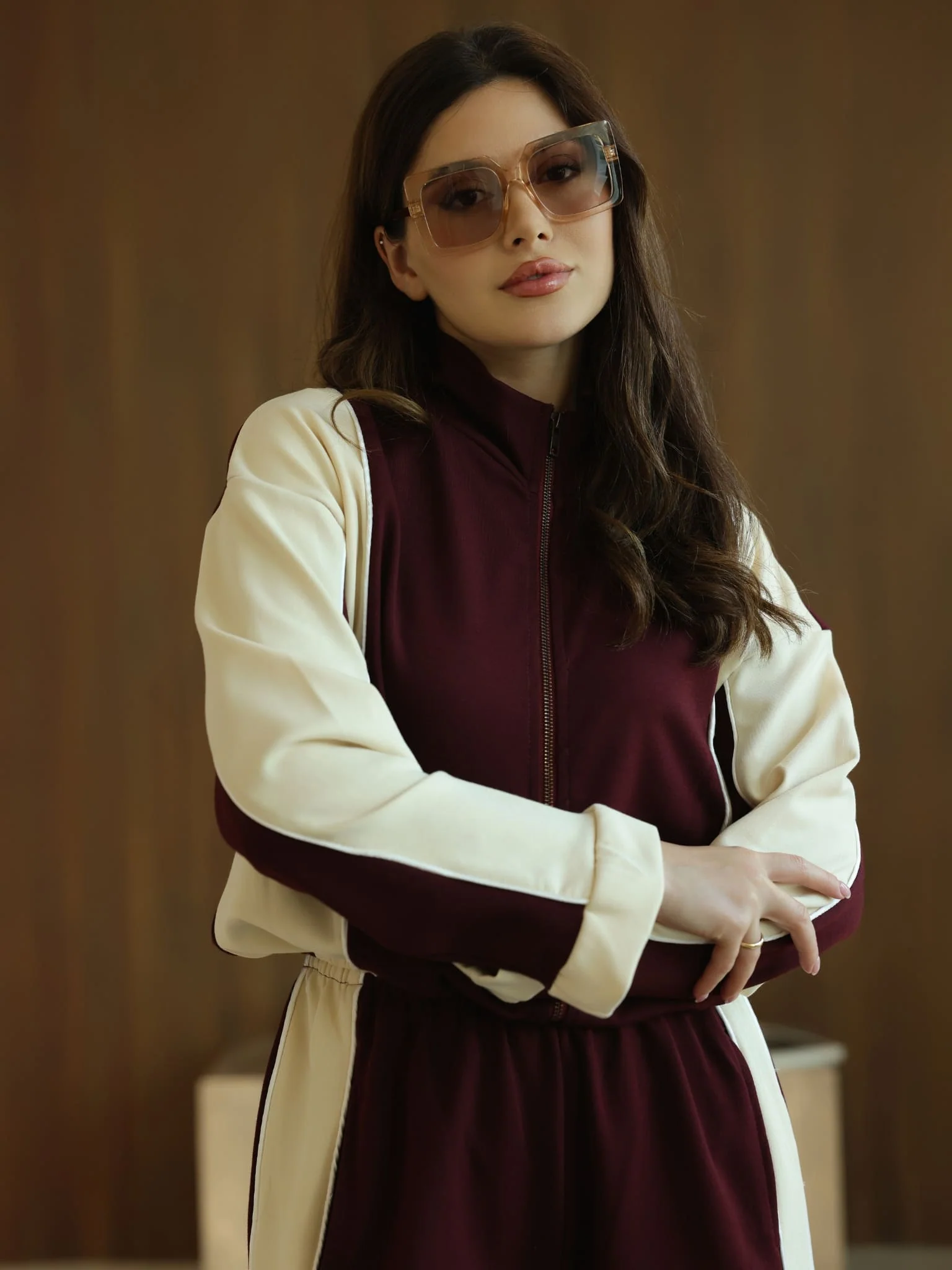 Signora Maroon And Cream Softstreme Pull Over Sweat Shirt - Image 6