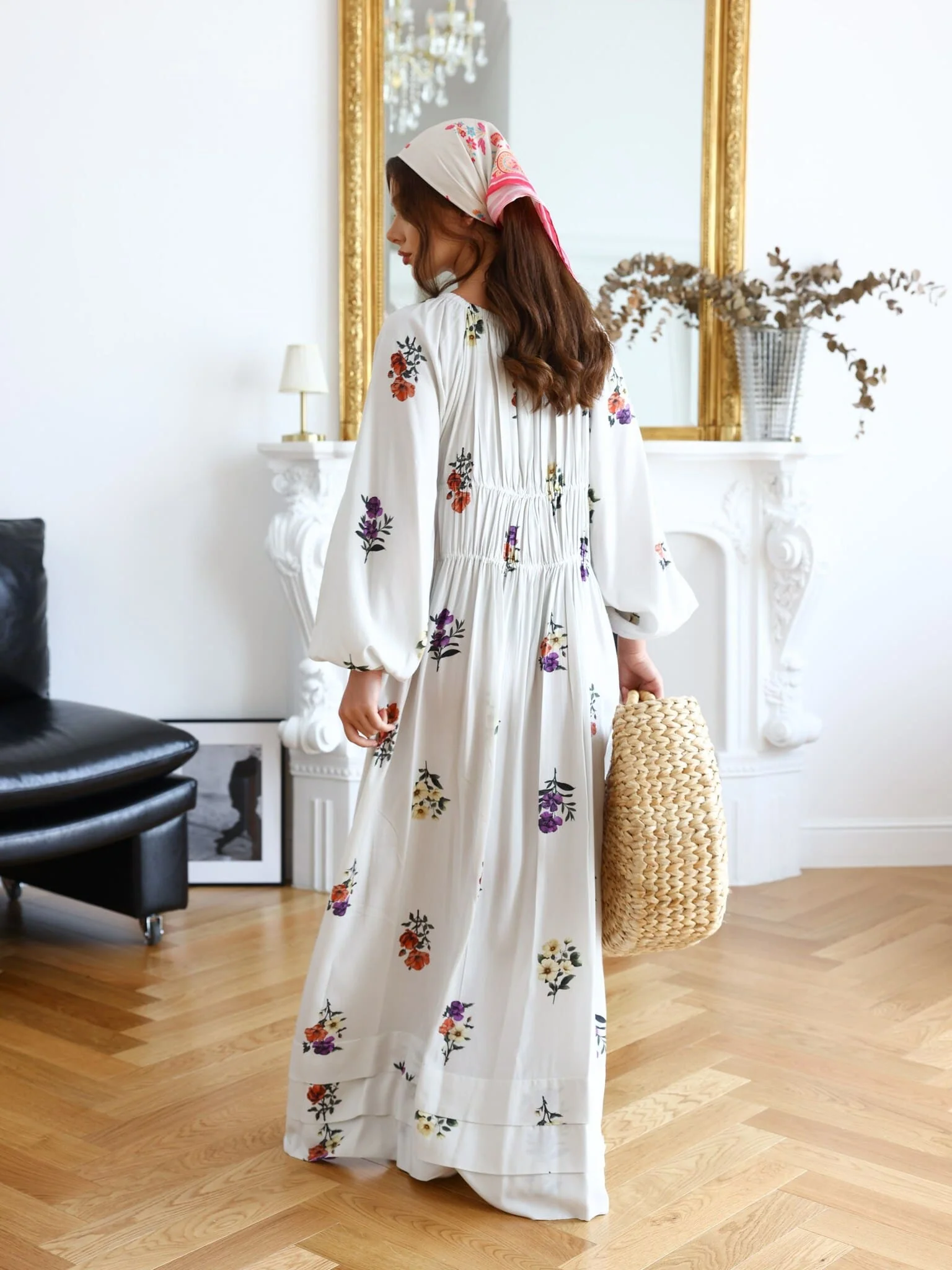 Simone Floral Gathered Dress - Image 3