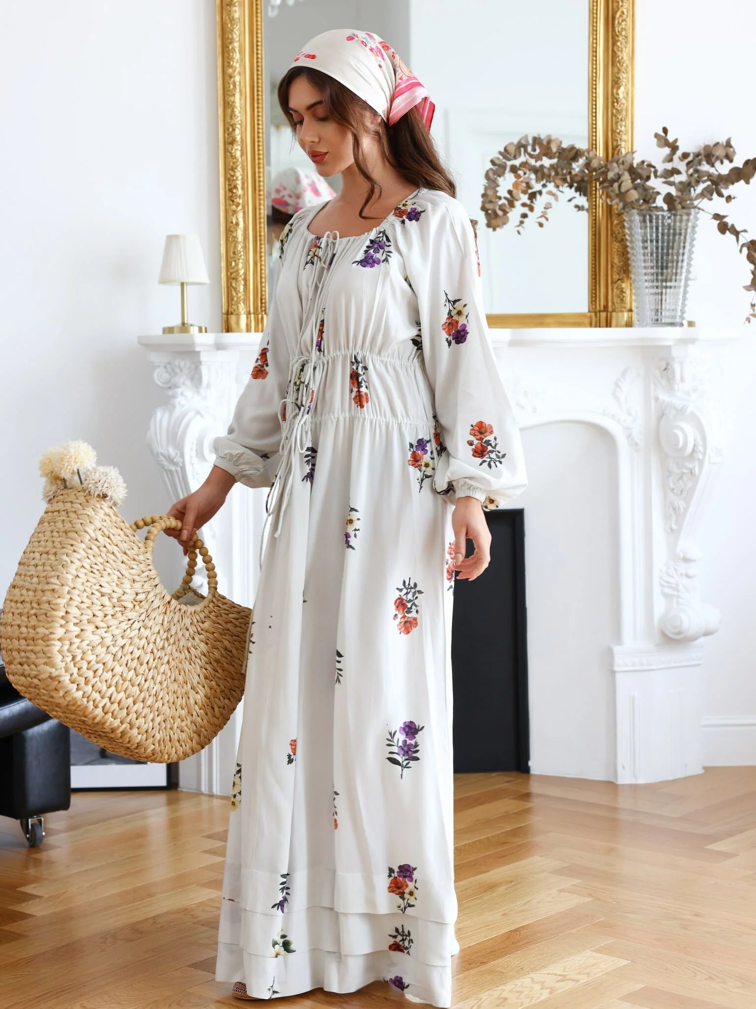Simone Floral Gathered Dress - Image 6