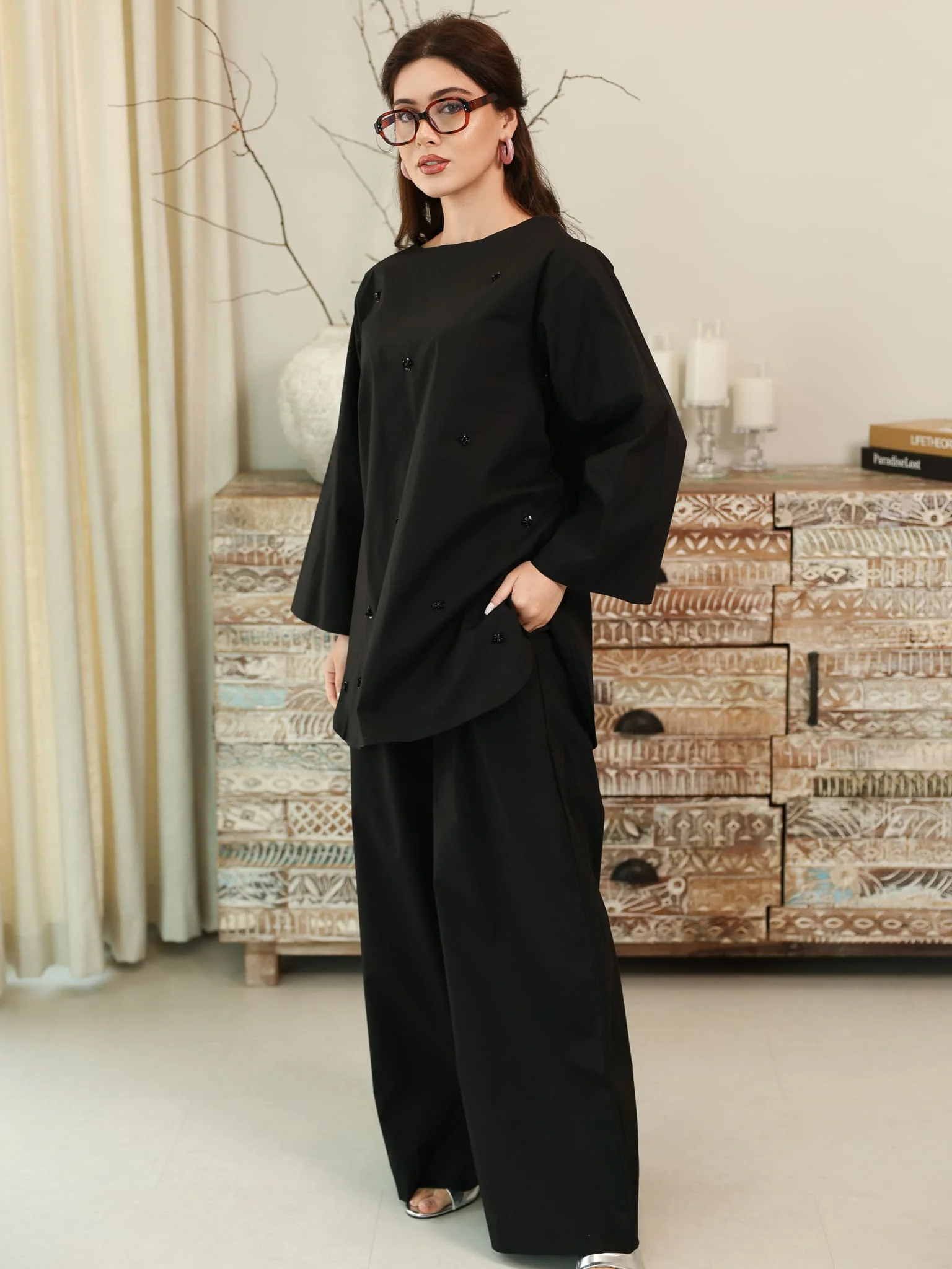 Skyloft Black Embellished Co Ord Set - Image 8