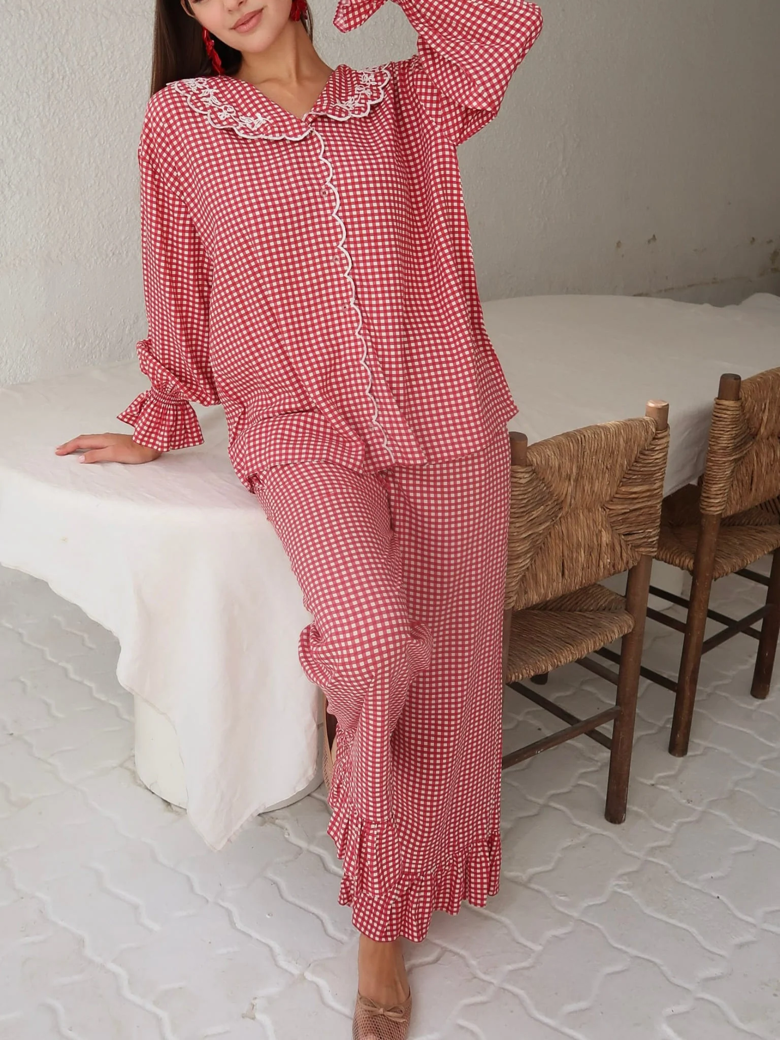 Snuzelle Red Gingham Lounge Pants - Image 4