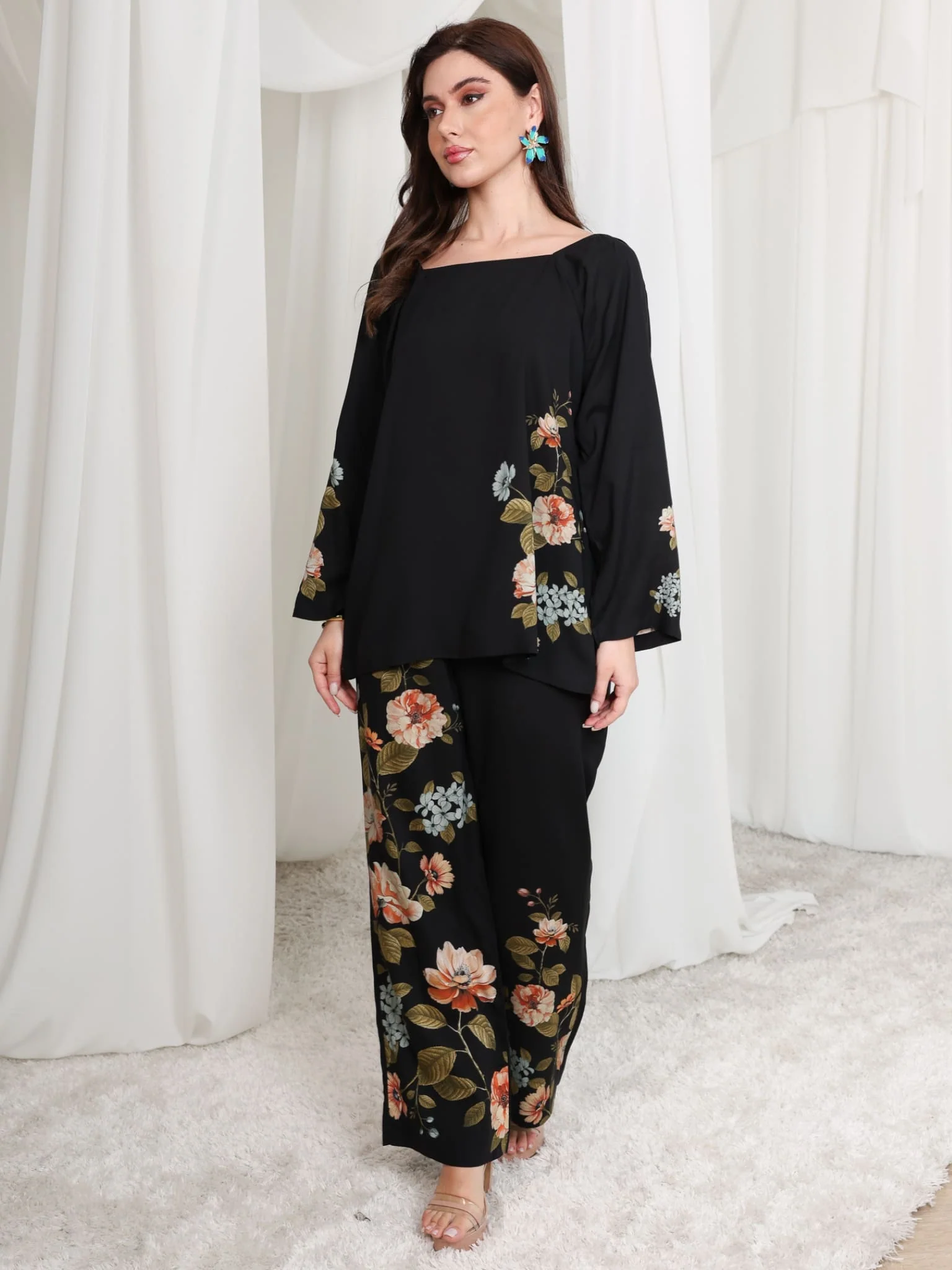Sophus Floral Bunch Black Shirt - Image 2
