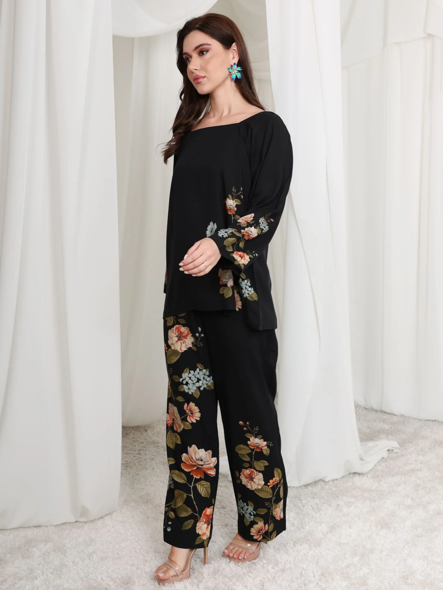 Sophus Floral Bunch Black Shirt - Image 6
