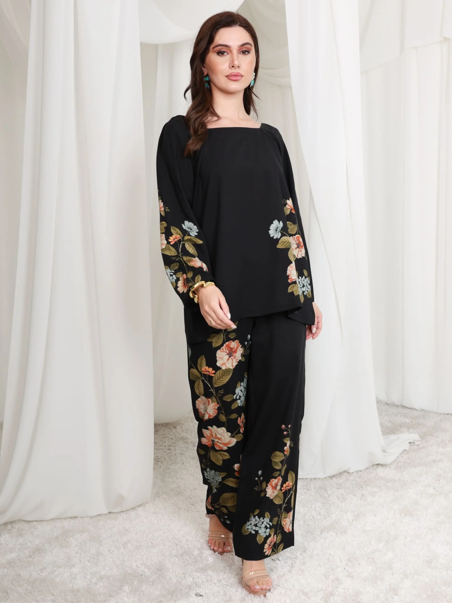 Sophus Floral Bunch Black Shirt - Image 7