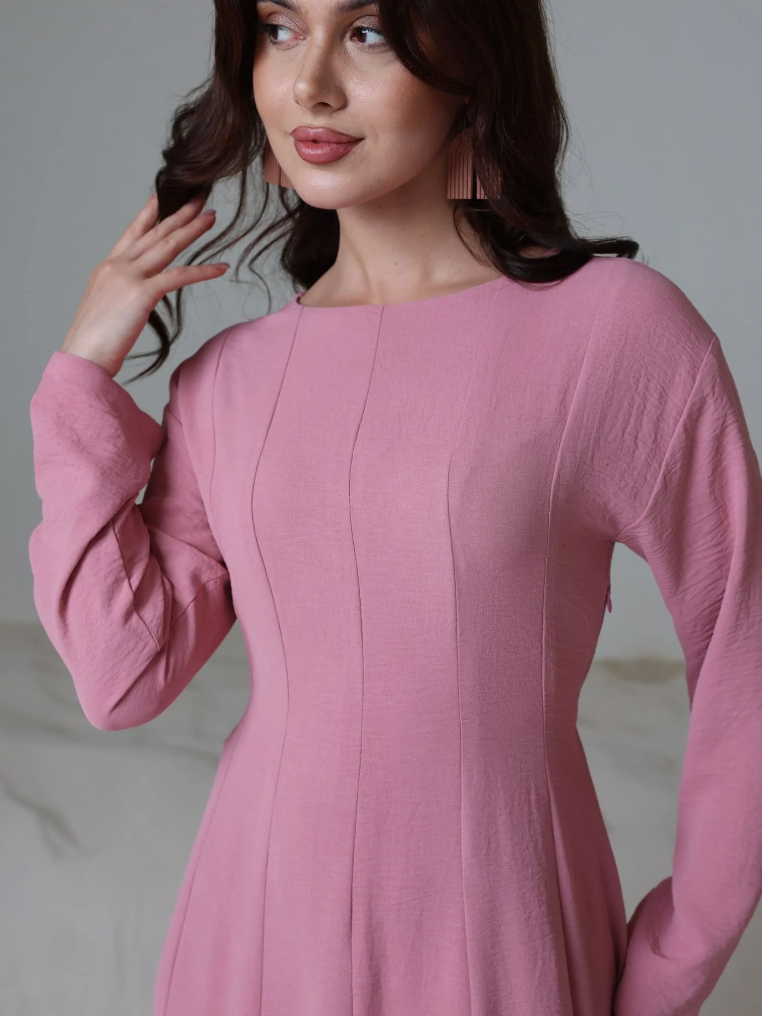 Starla Peach Pink Panel Long Dress - Image 2