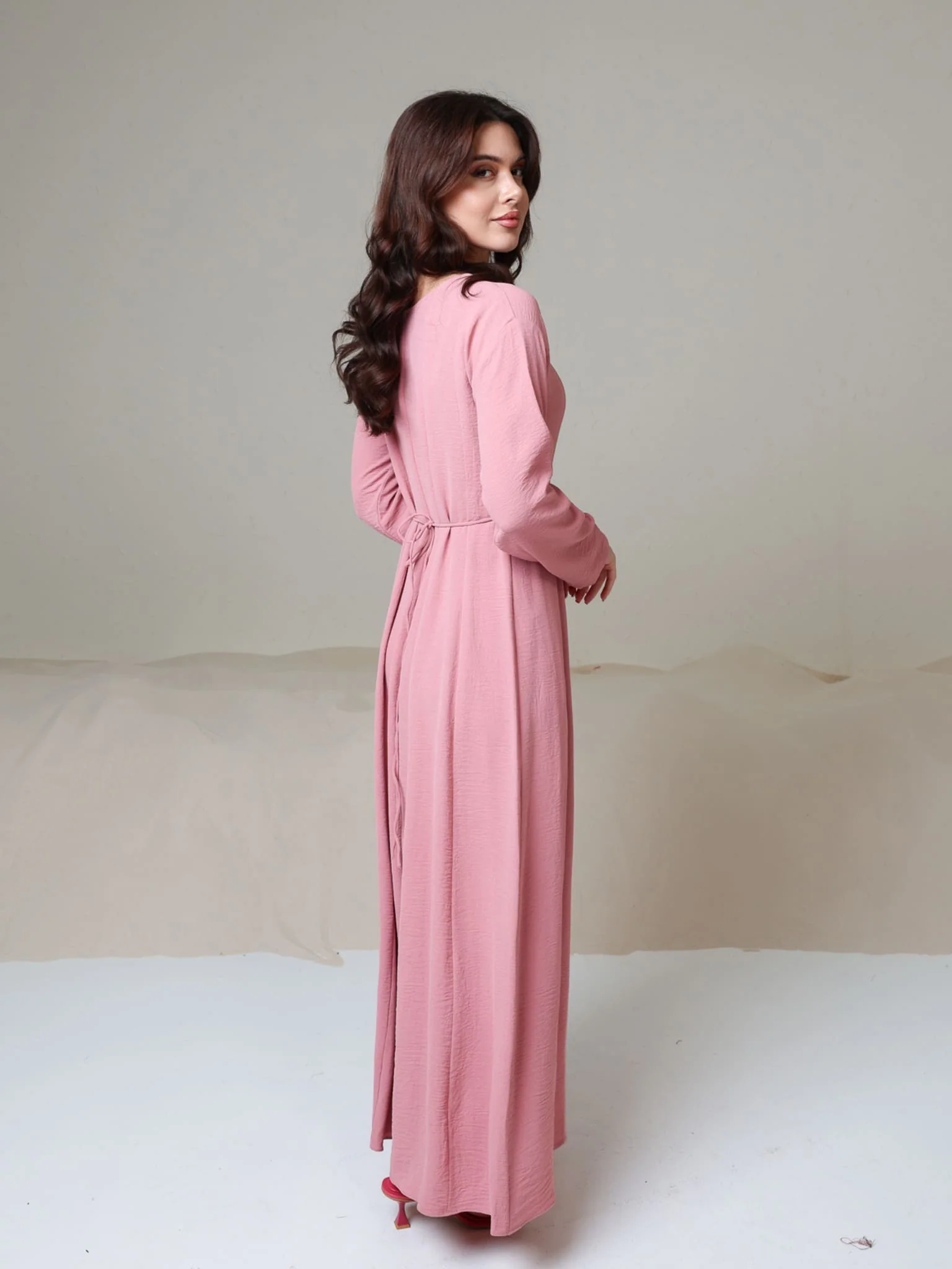 Starla Peach Pink Panel Long Dress - Image 3