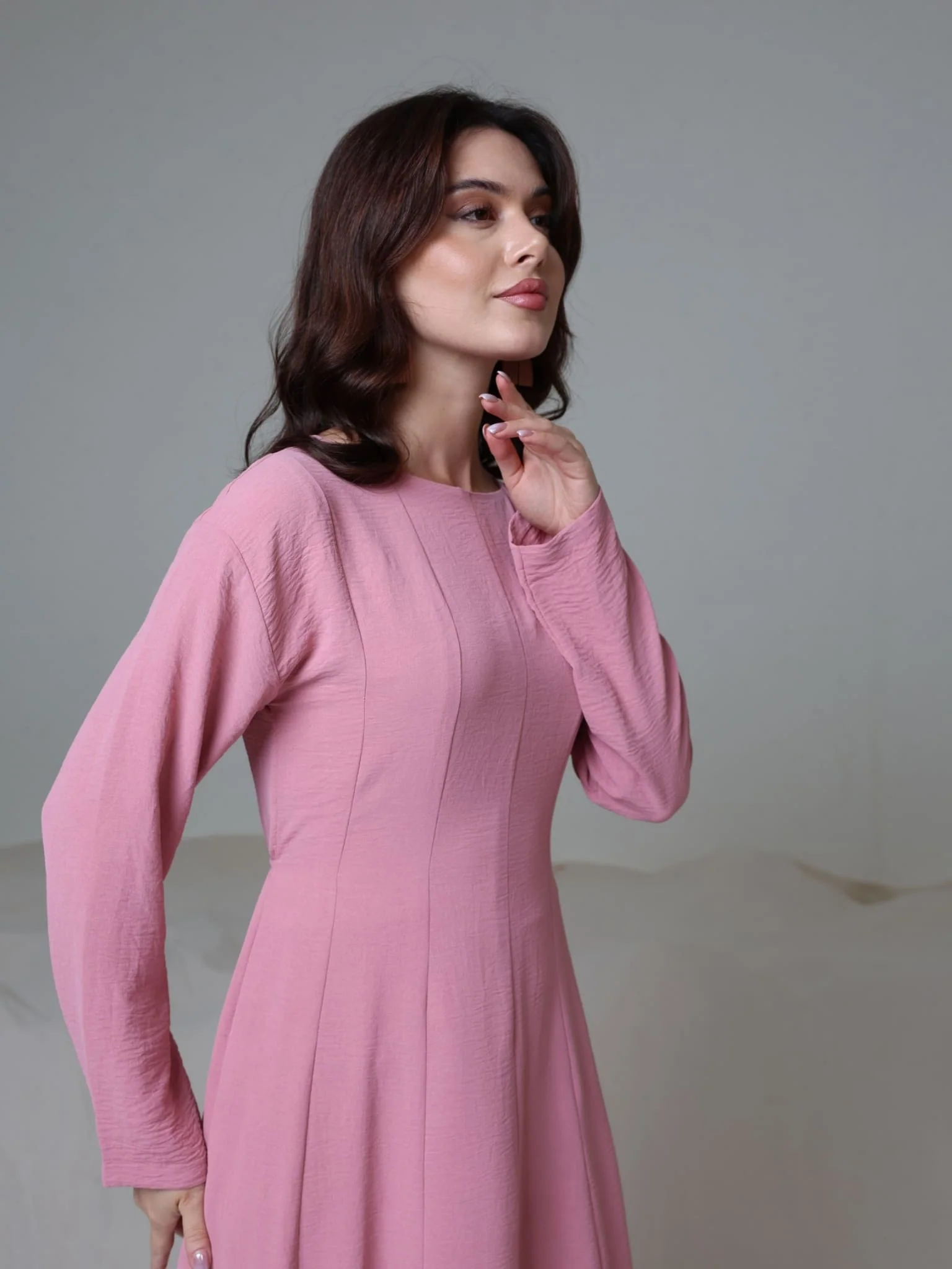 Starla Peach Pink Panel Long Dress - Image 5