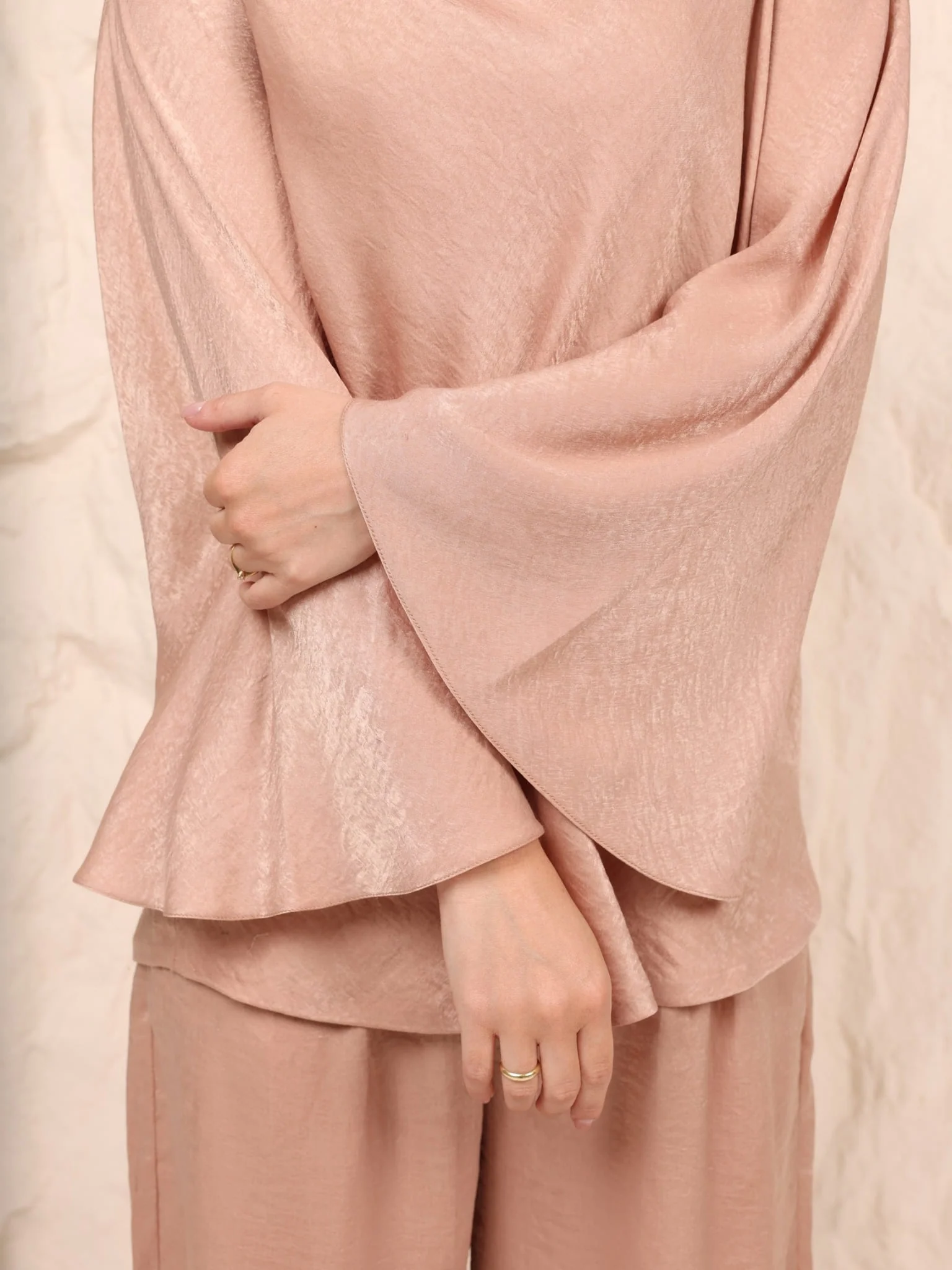 Stephanie Beige Cowl Soft Silk Shirt - Image 7