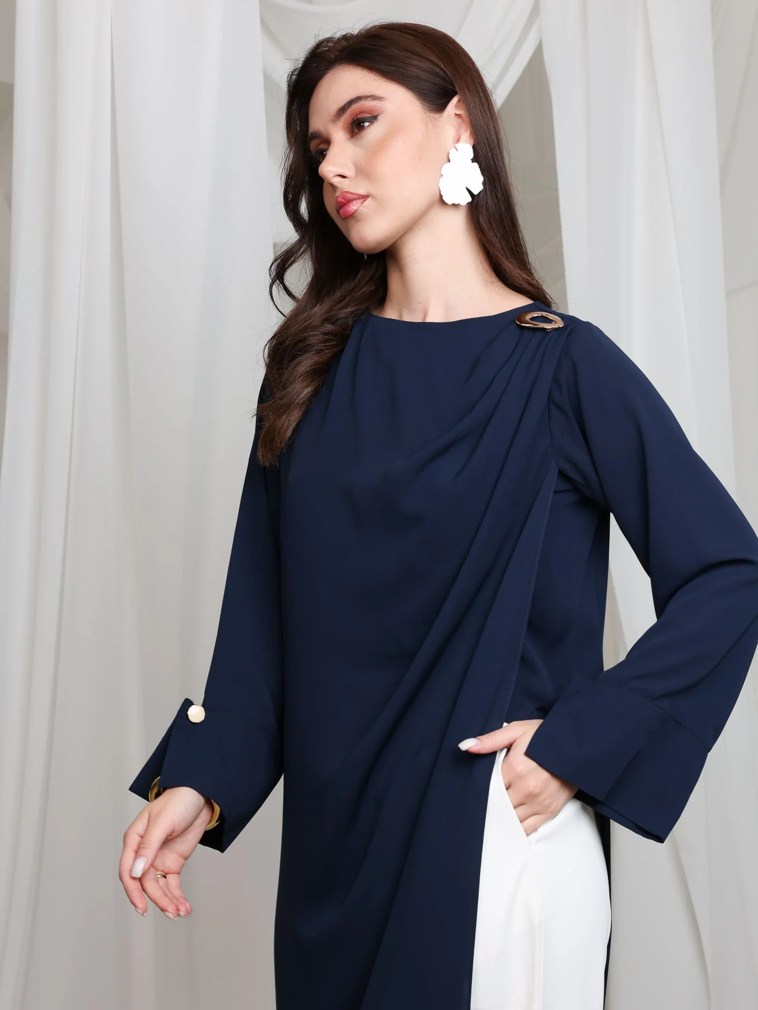 Strath Long Navy Blue Tunic - Image 8
