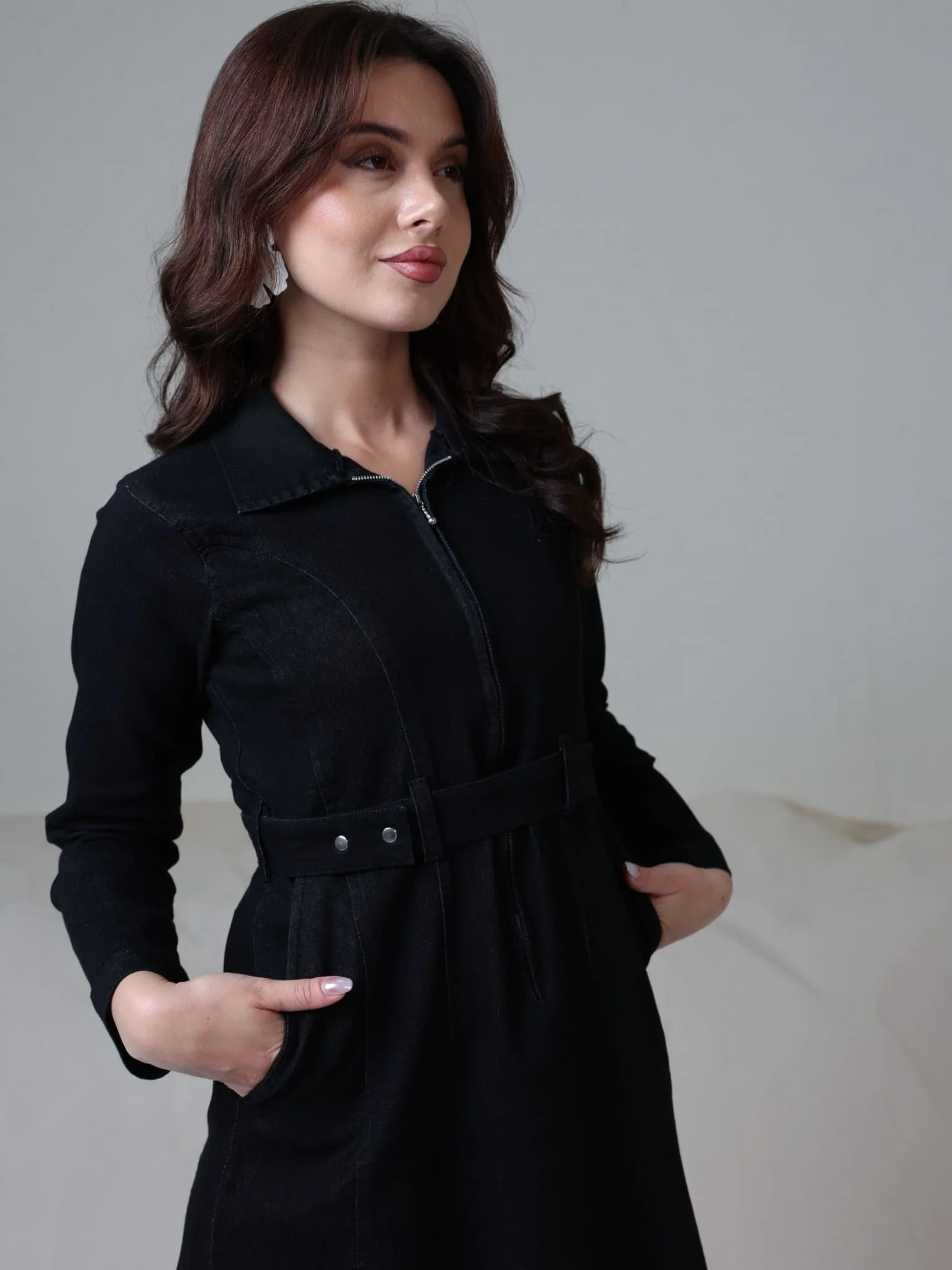 Swifty Denim Black Dress - Image 2