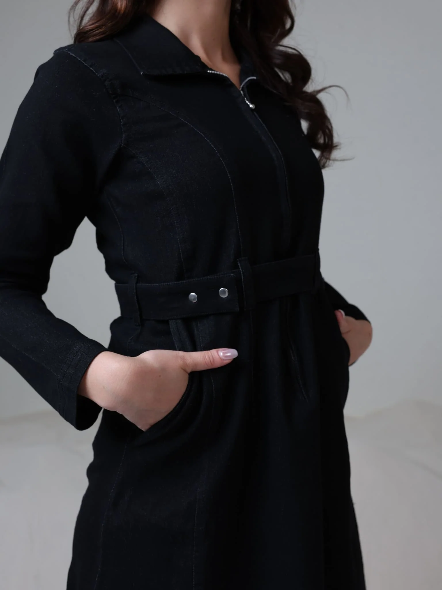 Swifty Denim Black Dress - Image 8