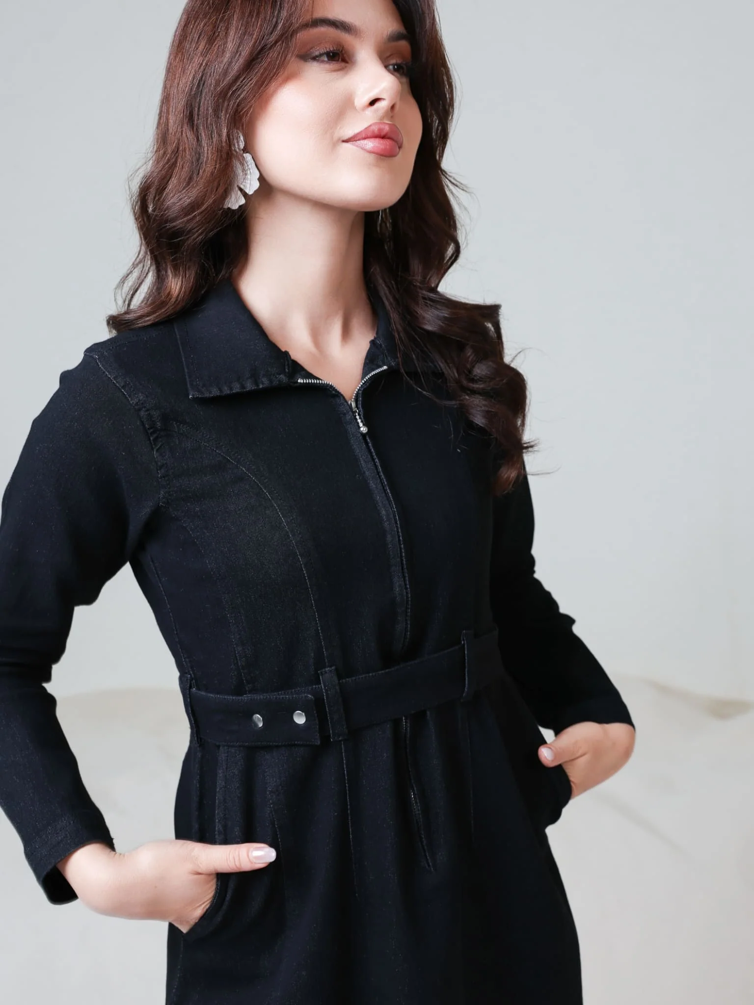 Swifty Denim Black Dress - Image 9