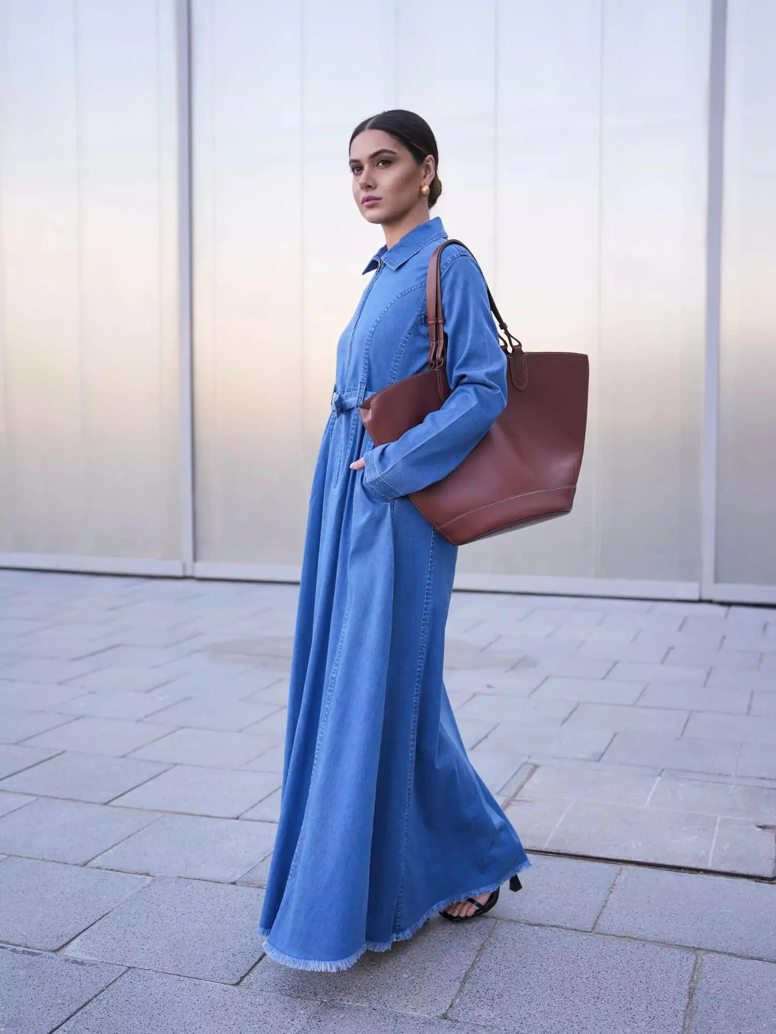 Swifty Denim Blue Long Dress - Image 12
