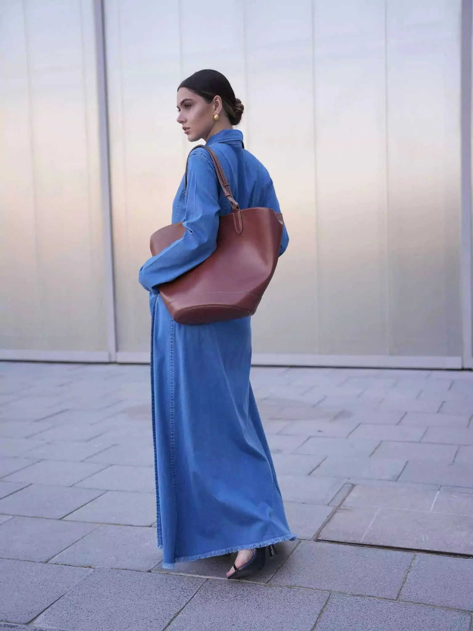 Swifty Denim Blue Long Dress - Image 14