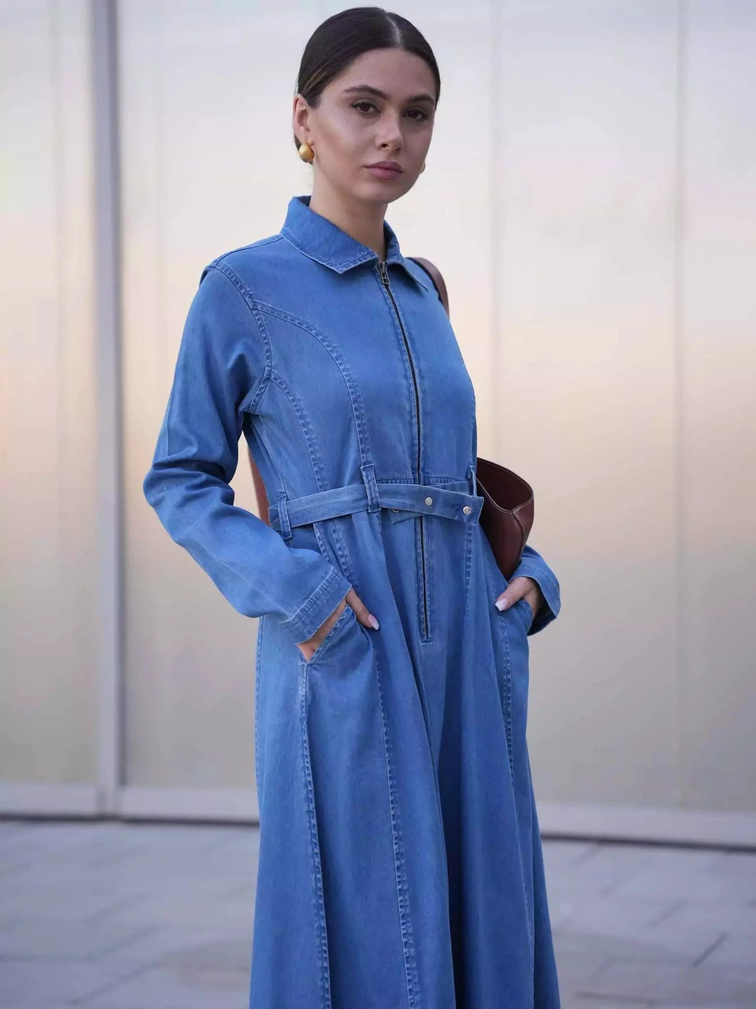 Swifty Denim Blue Long Dress - Image 15