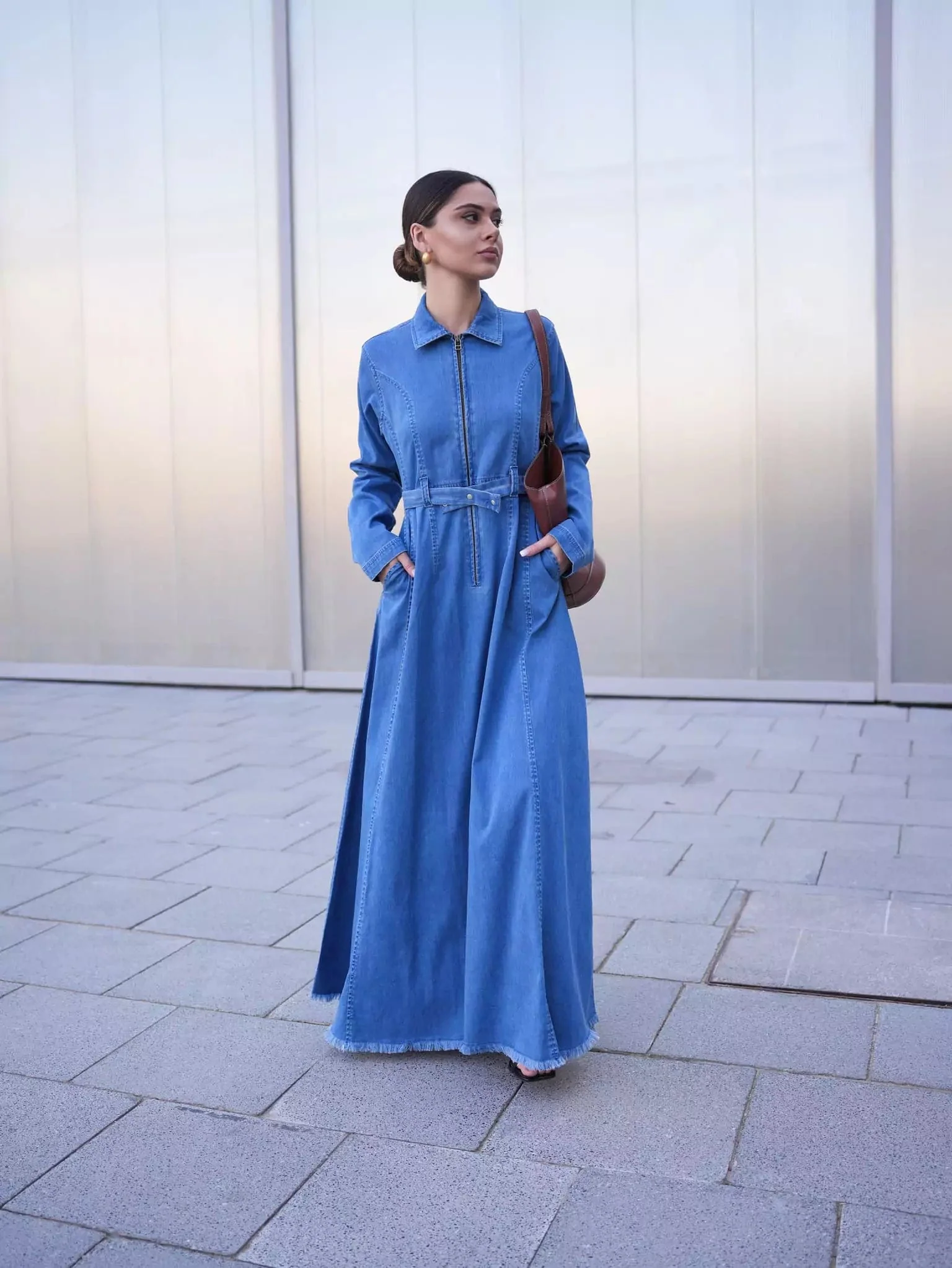 Swifty Denim Blue Long Dress - Image 3