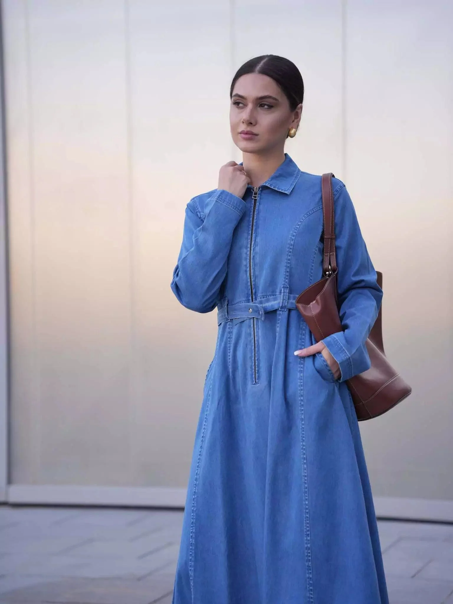 Swifty Denim Blue Long Dress - Image 8