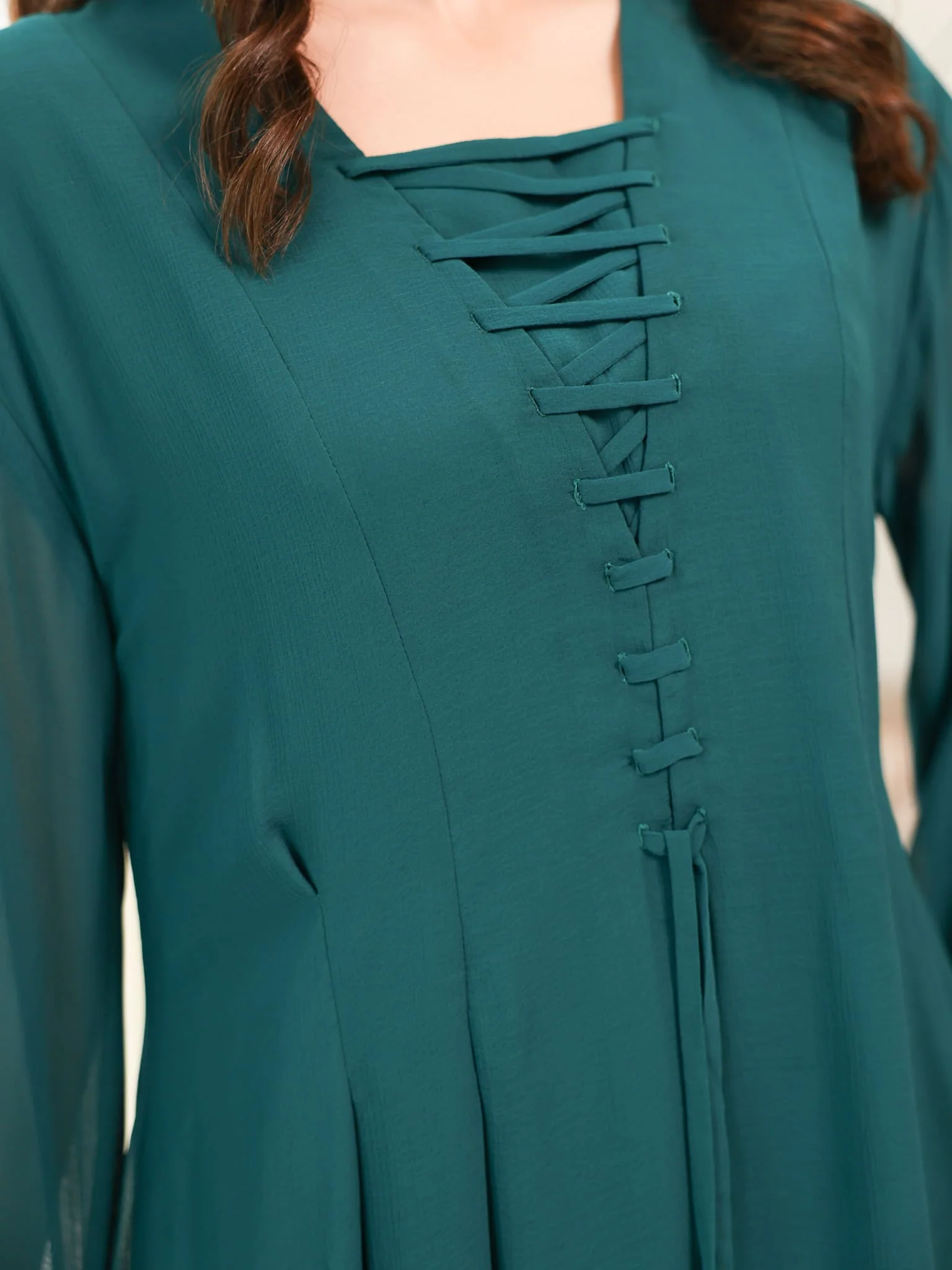 Tea Luxe Box Pleat Long Dress - Image 4